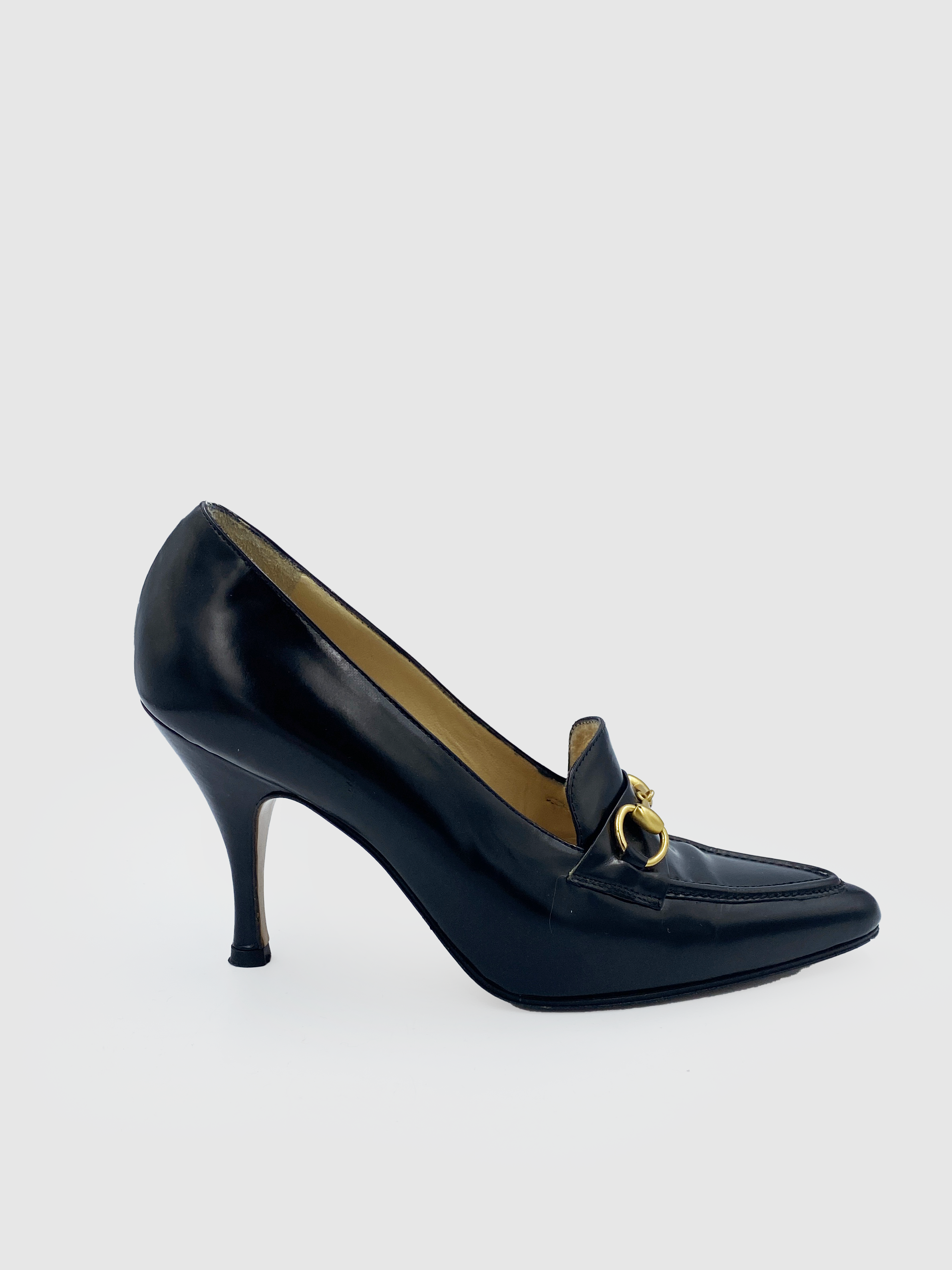 Gucci Black Heeled Loafer - Size 35