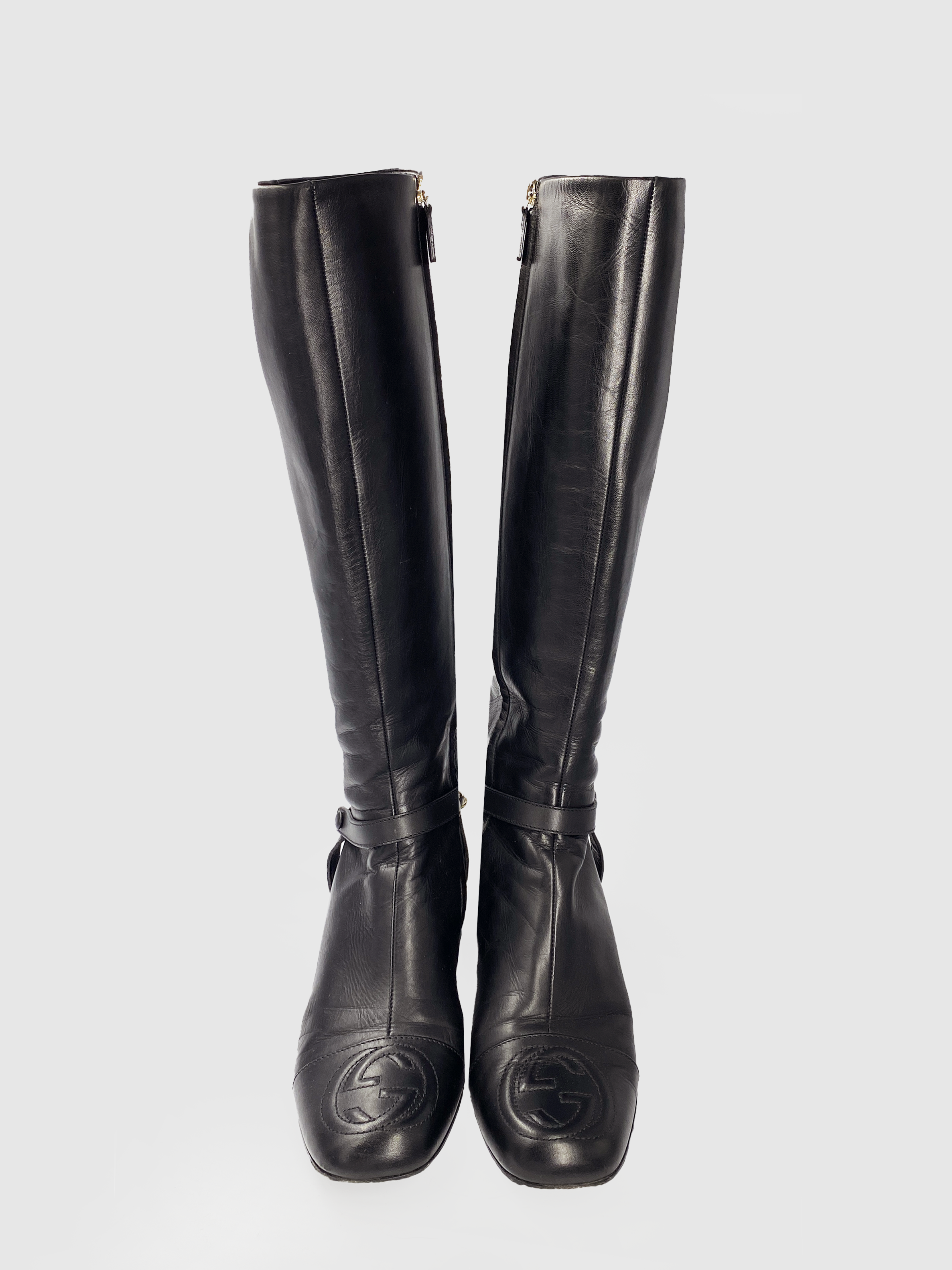 Leather Knee High Boots - Size 38