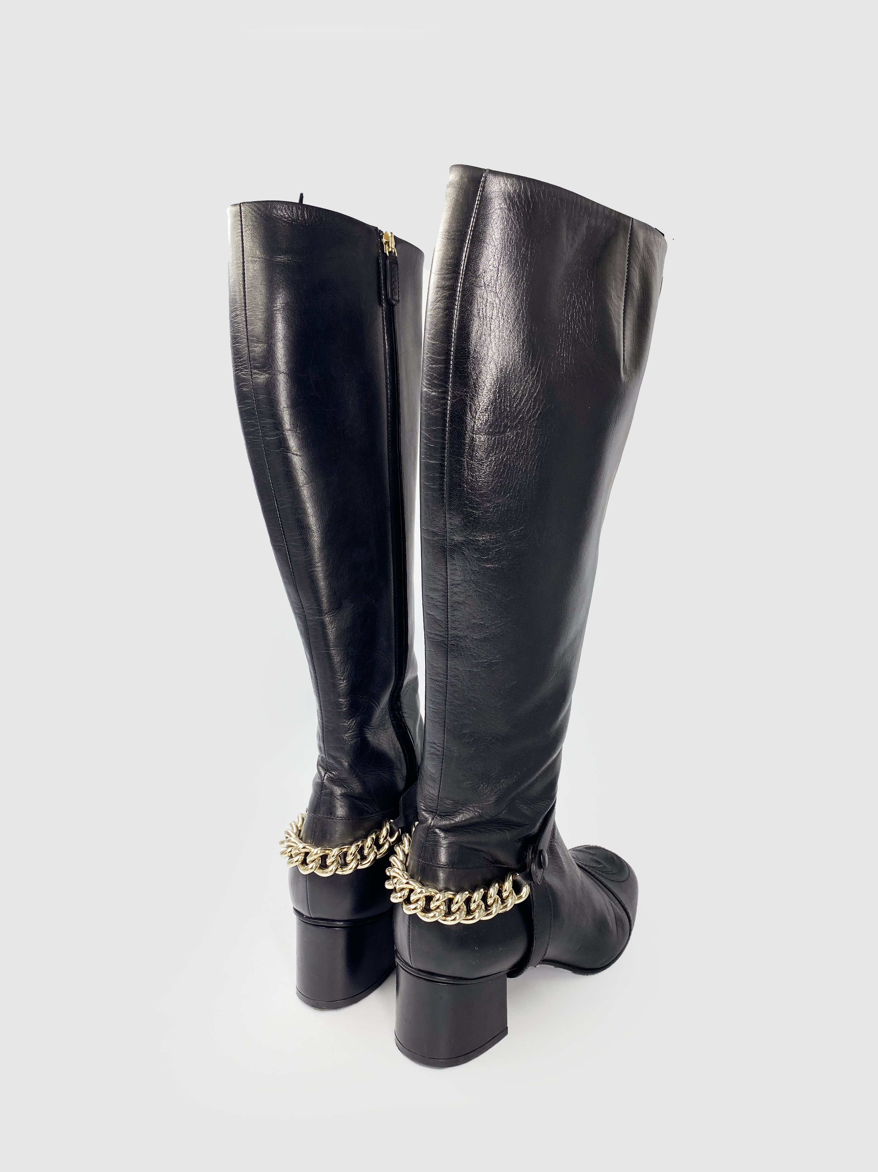 Leather Knee High Boots - Size 38
