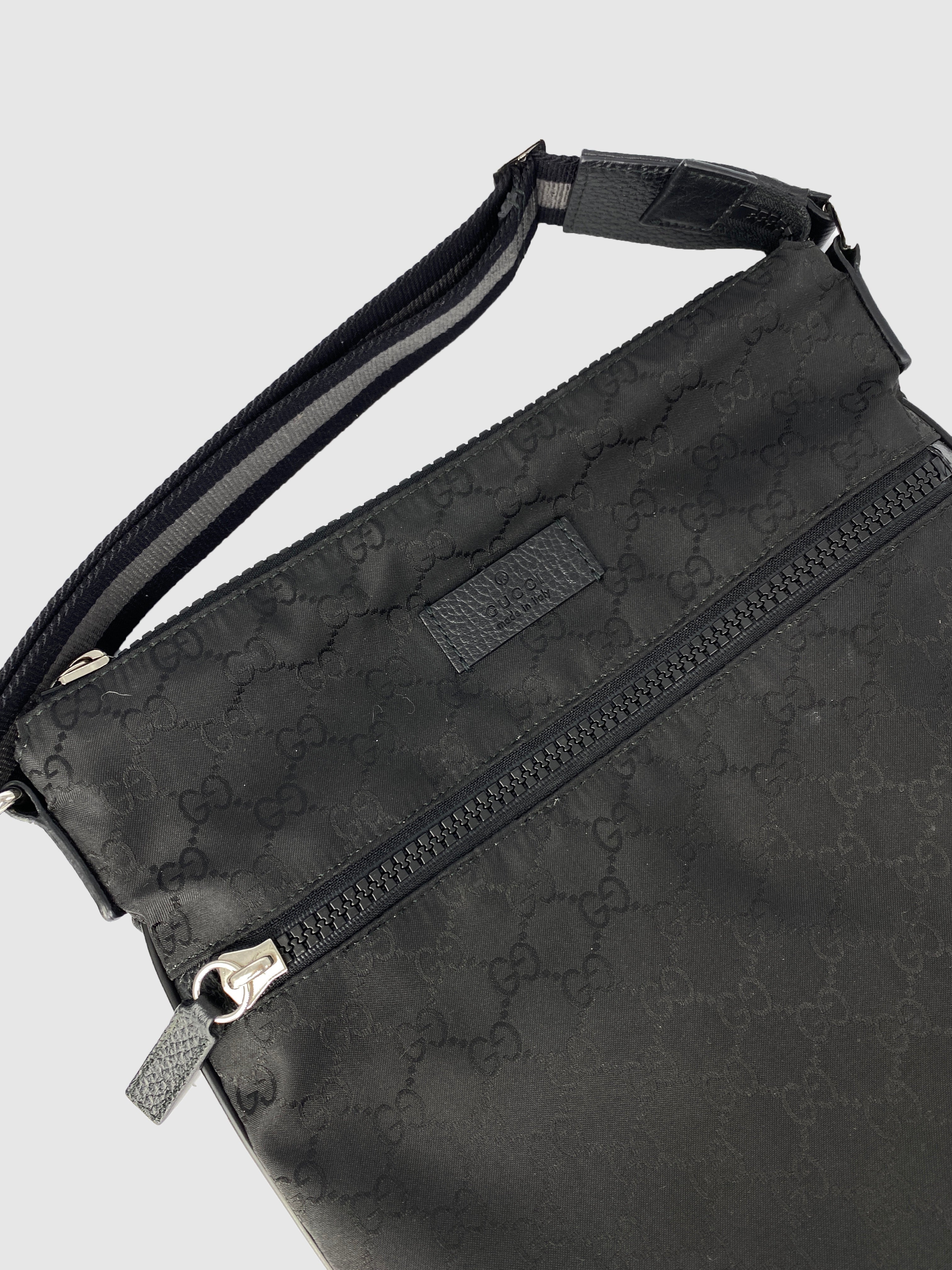 Gucci Black Monogram Nylon Cross-Body Bag