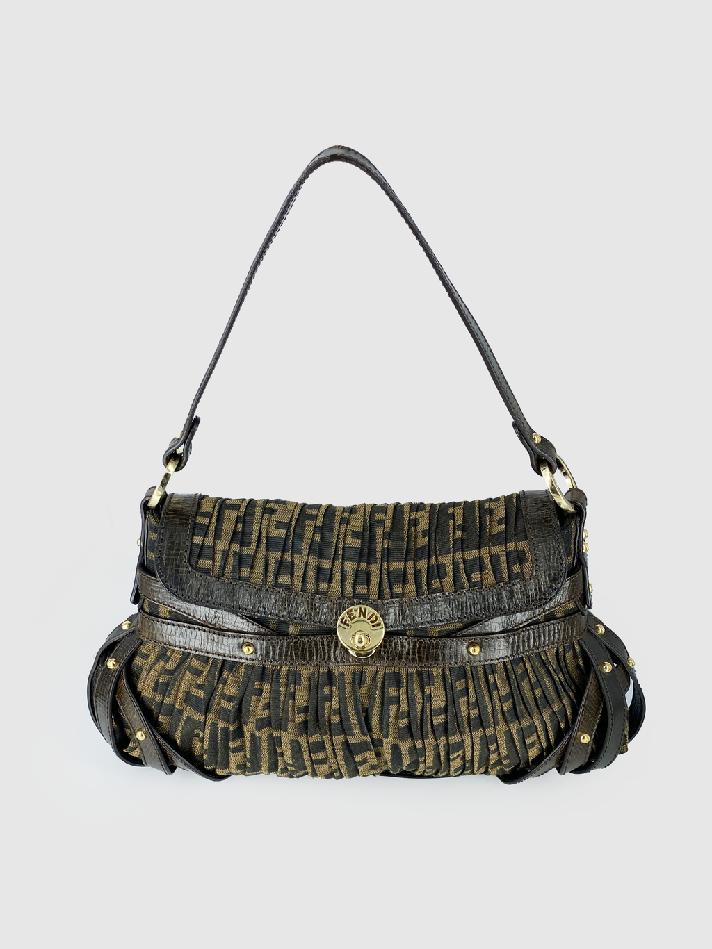 Fendi Zucca Pleated Shoulder Bag