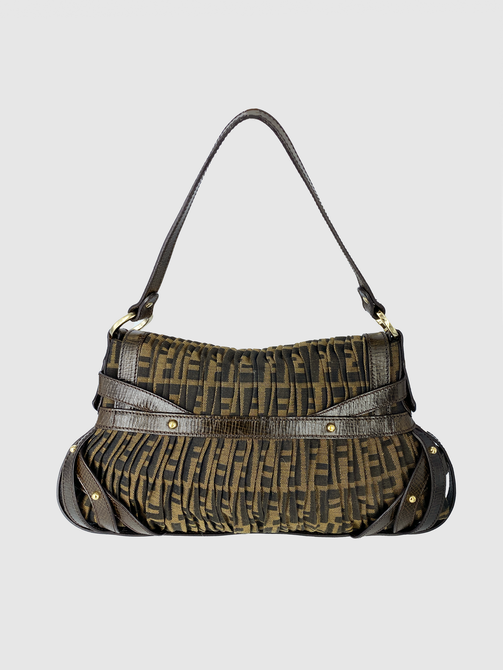 Fendi Zucca Pleated Shoulder Bag