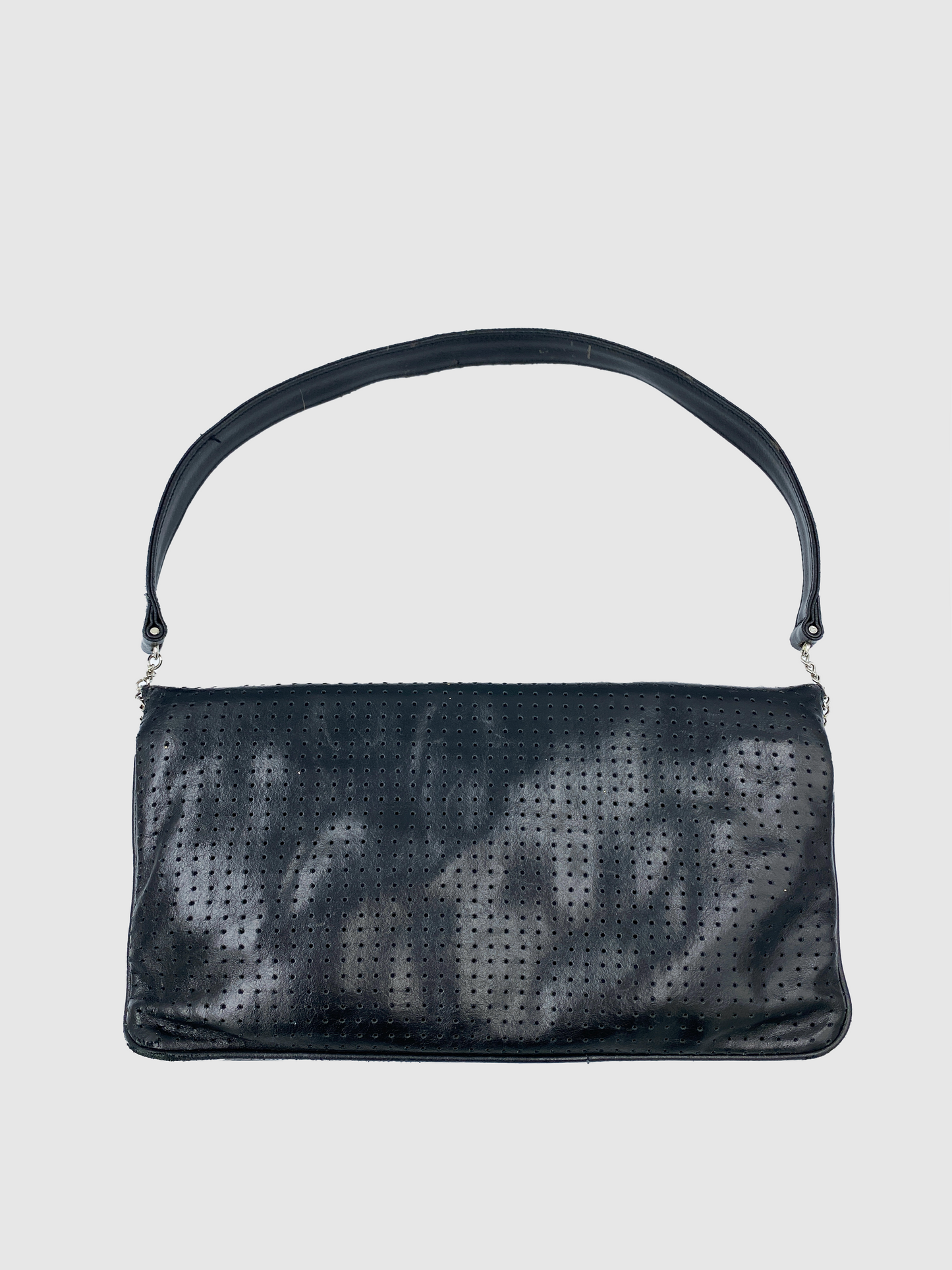 D&G Black with Flower Print Leather Shoulder Bag