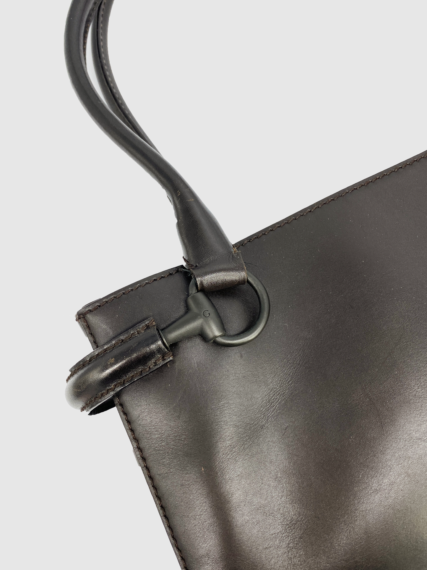 Horsebit Brown Leather Shoulder Bag