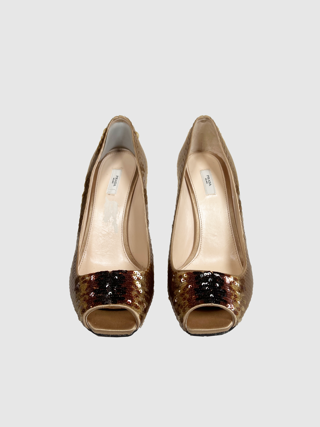 Sequin Peep Toe Pumps - Size 38