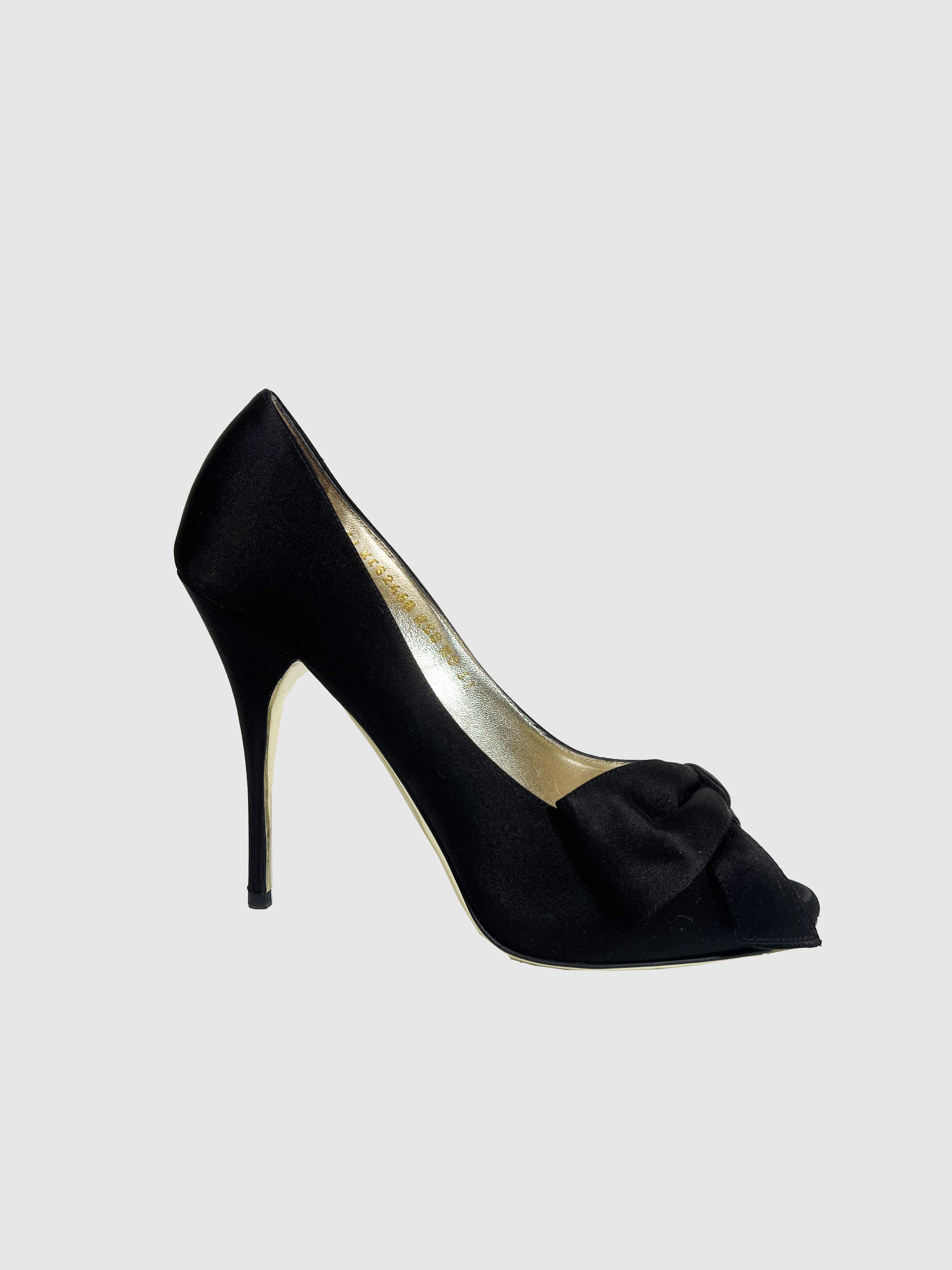 Satin Peep Toe Pumps - Size 37