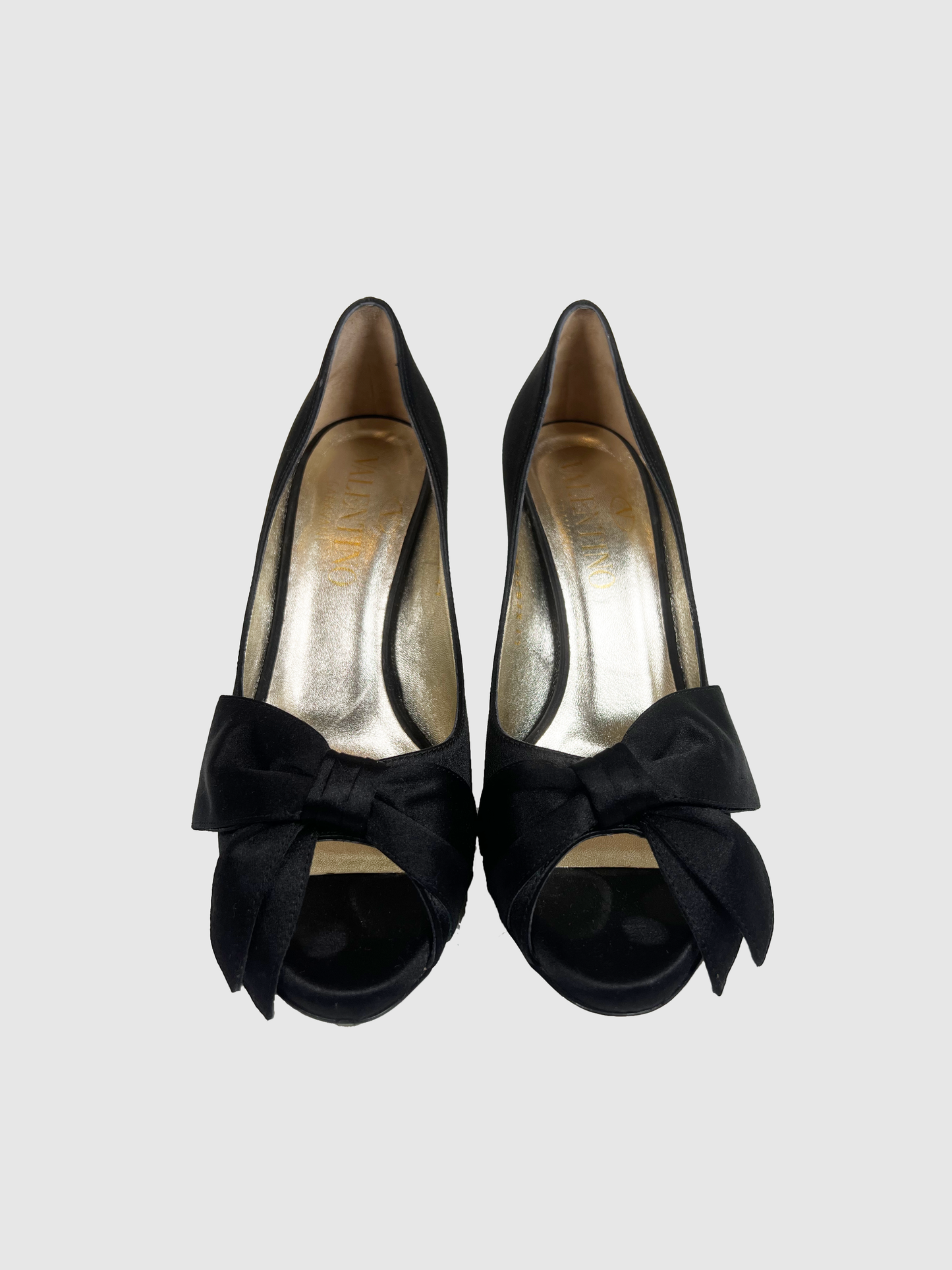 Satin Peep Toe Pumps - Size 37