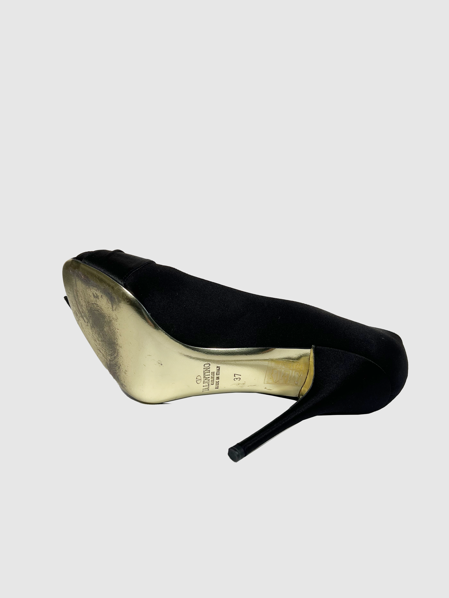 Satin Peep Toe Pumps - Size 37