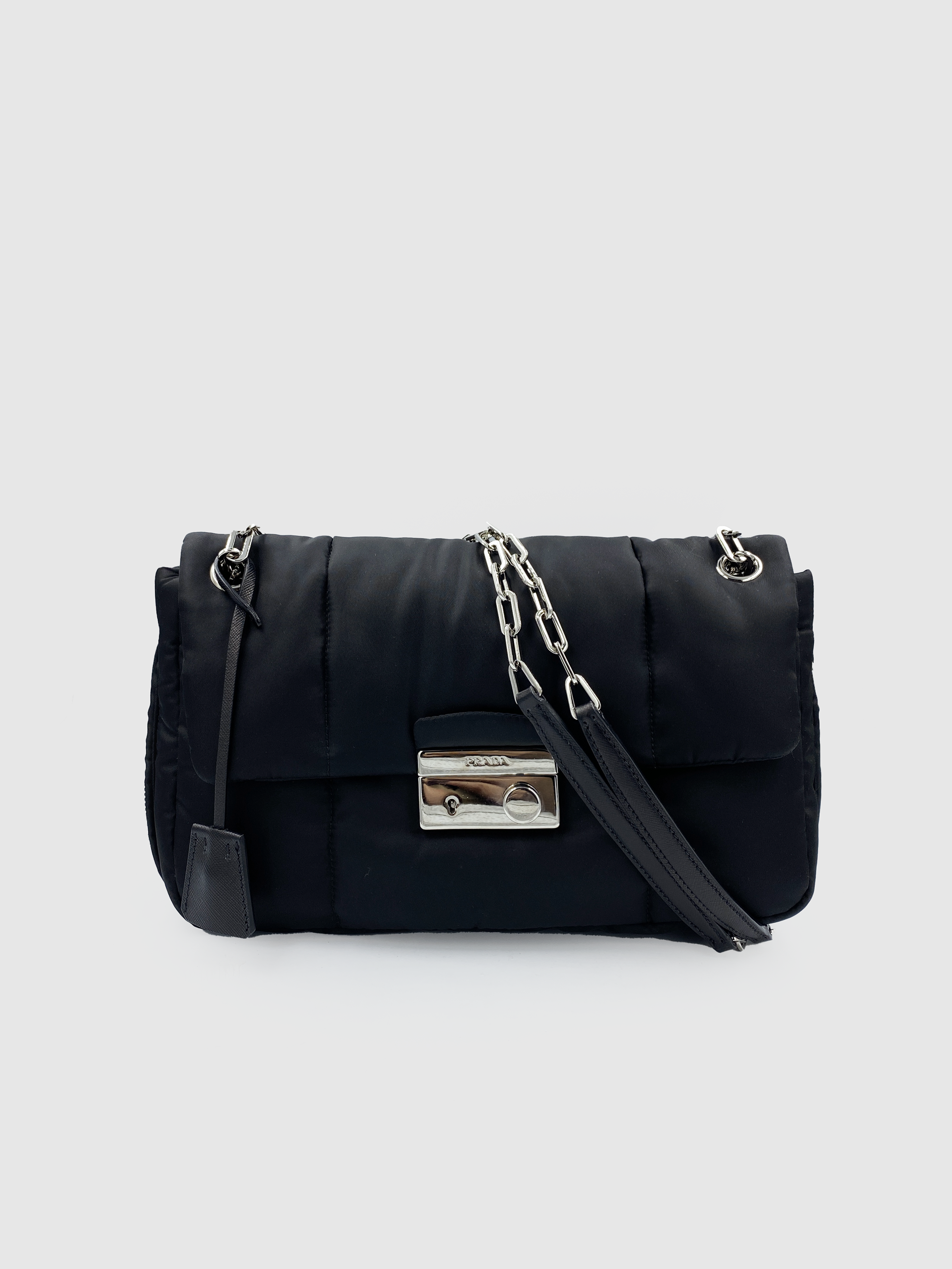Prada Black Nylon Tessuto Bomber Shoulder Bag