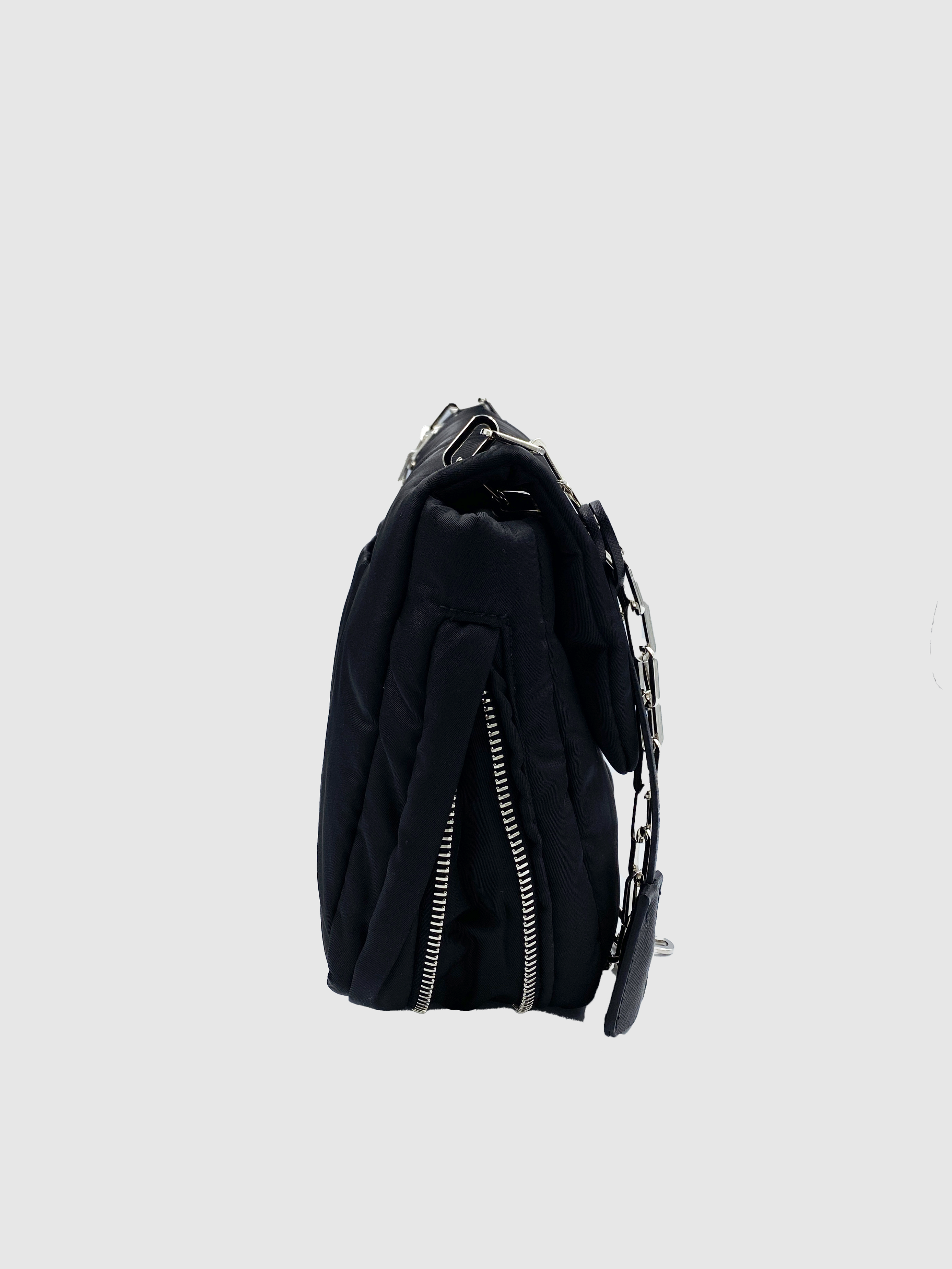 Prada Black Nylon Tessuto Bomber Shoulder Bag