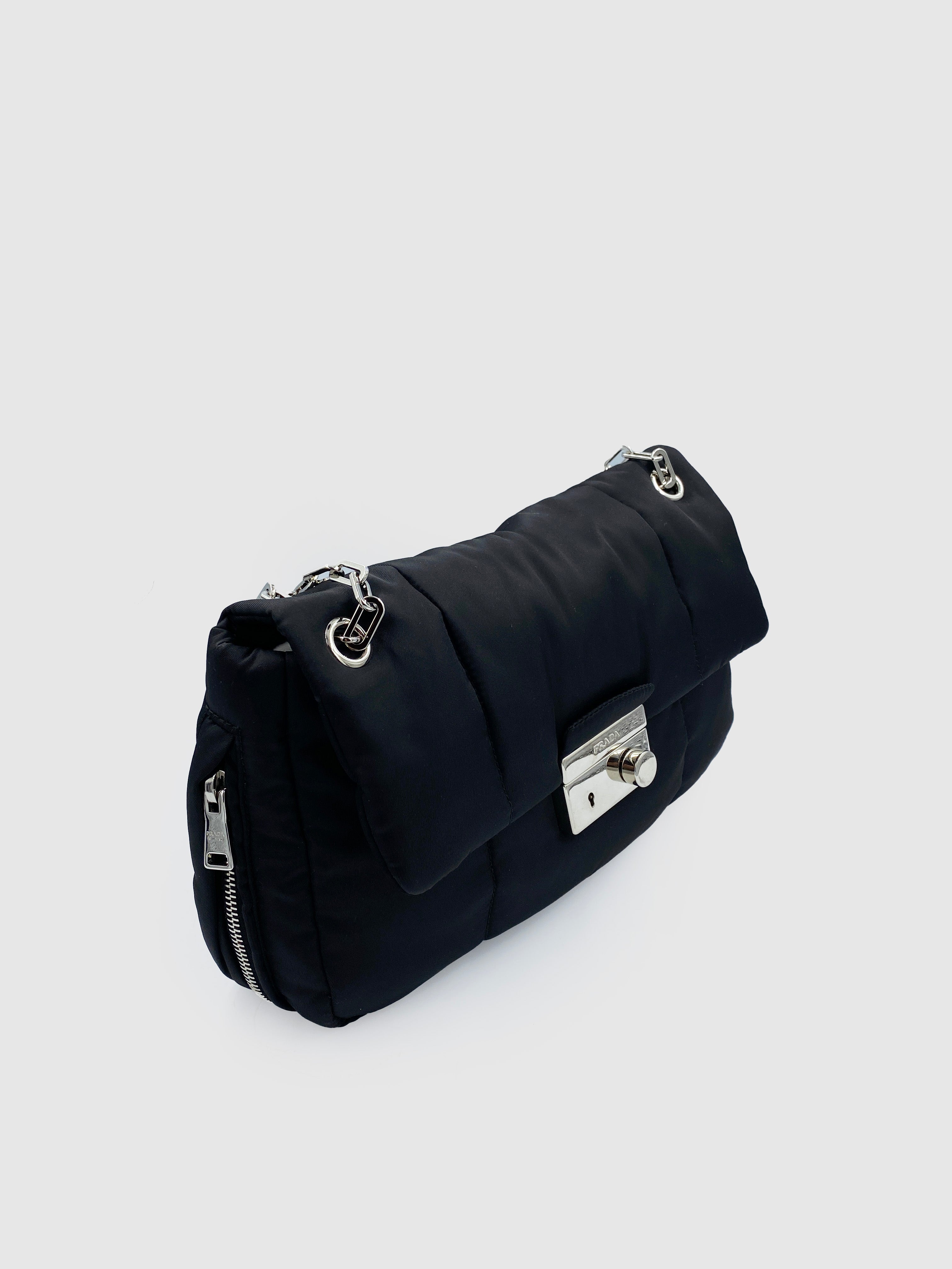 Prada Black Nylon Tessuto Bomber Shoulder Bag