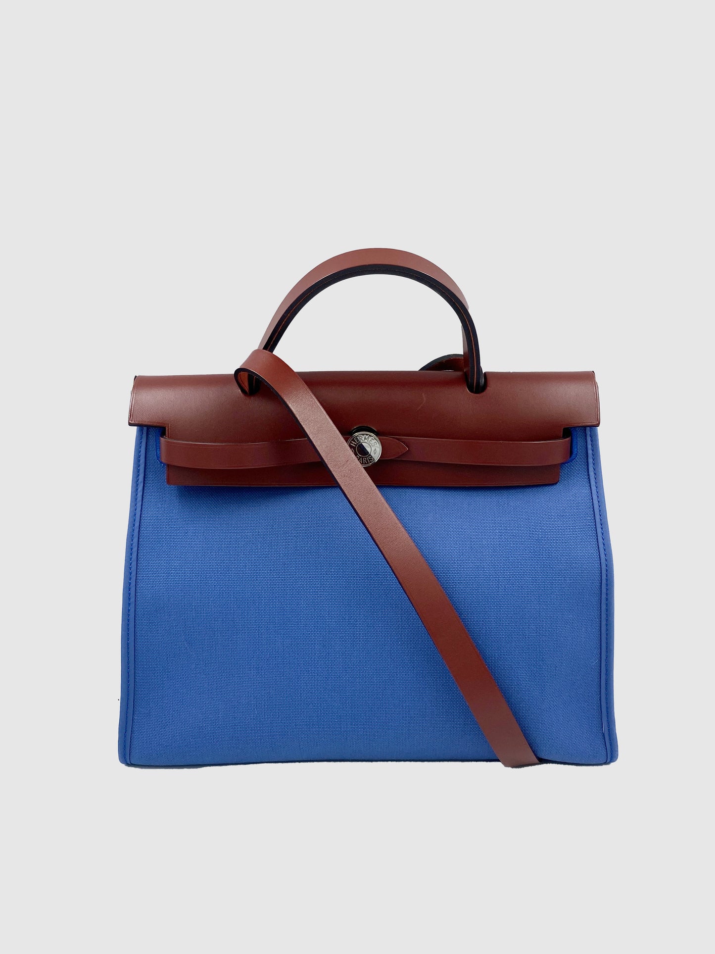 Hermes Blue Vache Hunter Toile Militaire Herbag Zip 31 PM