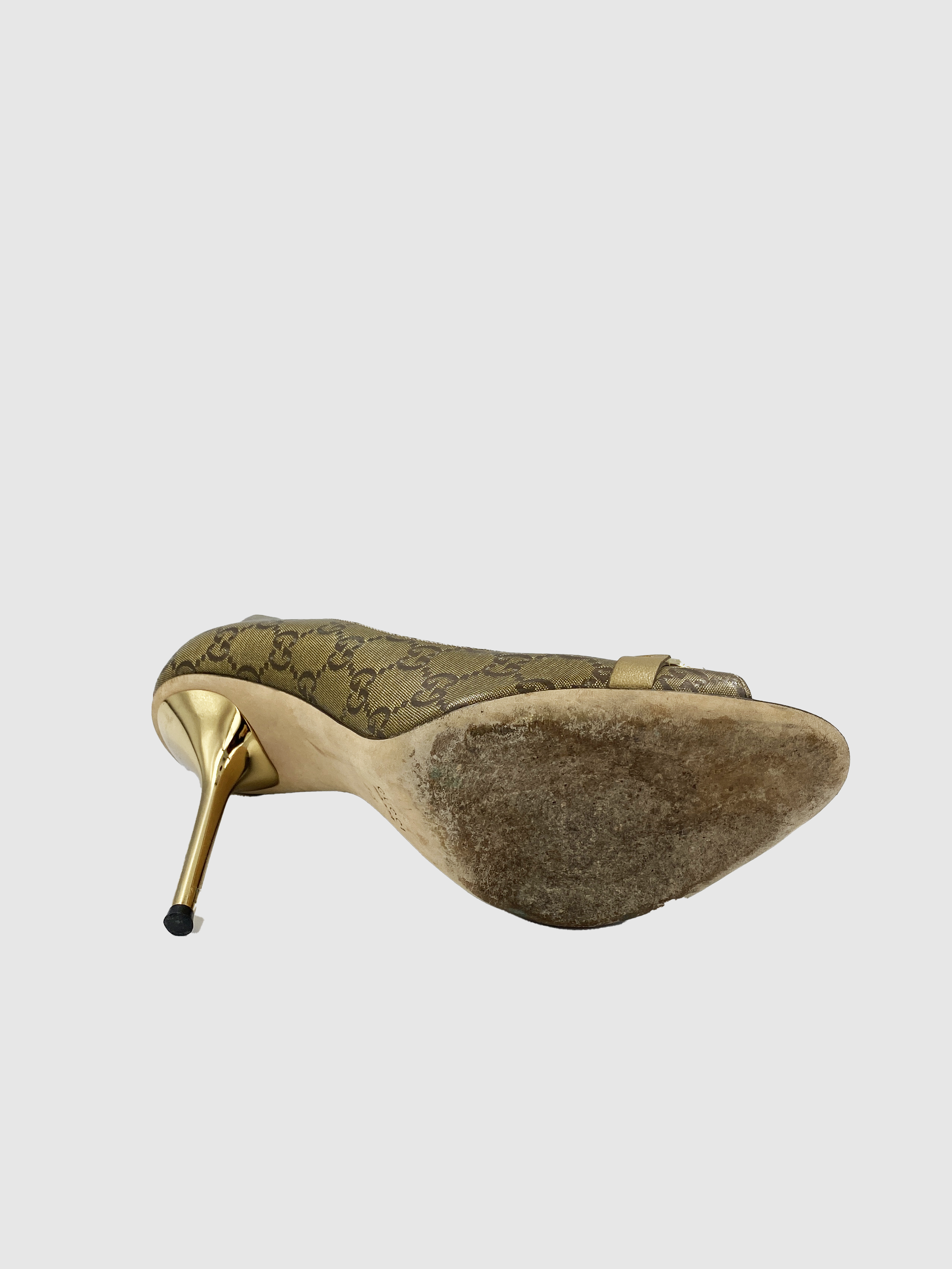 Monogram Peep Toe Pumps - Size 9