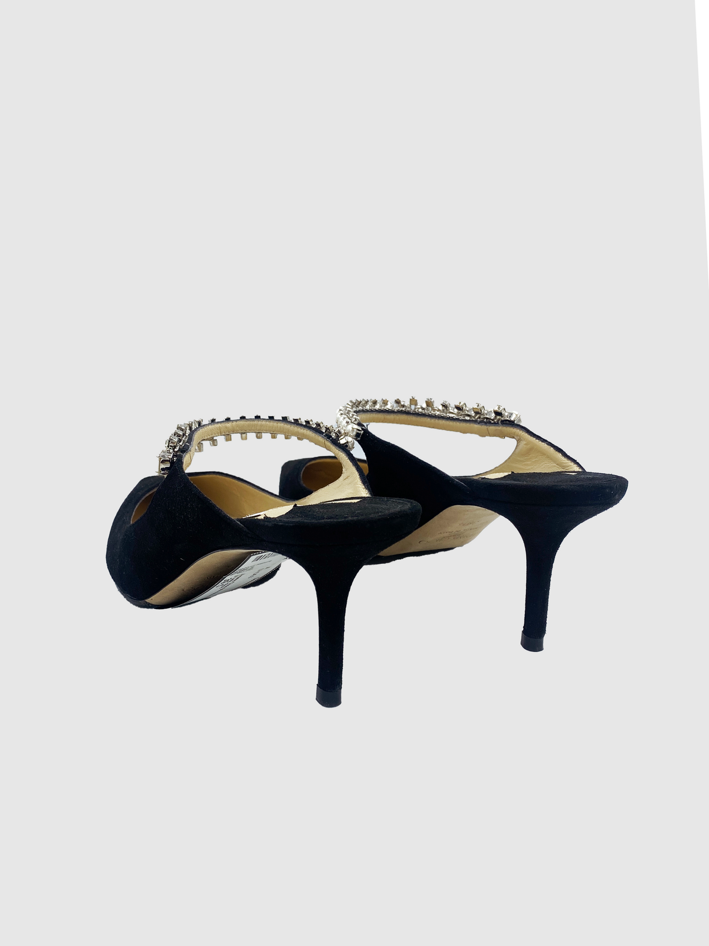 Jimmy Choo Black Suede Pearl Mule - Size 39.5