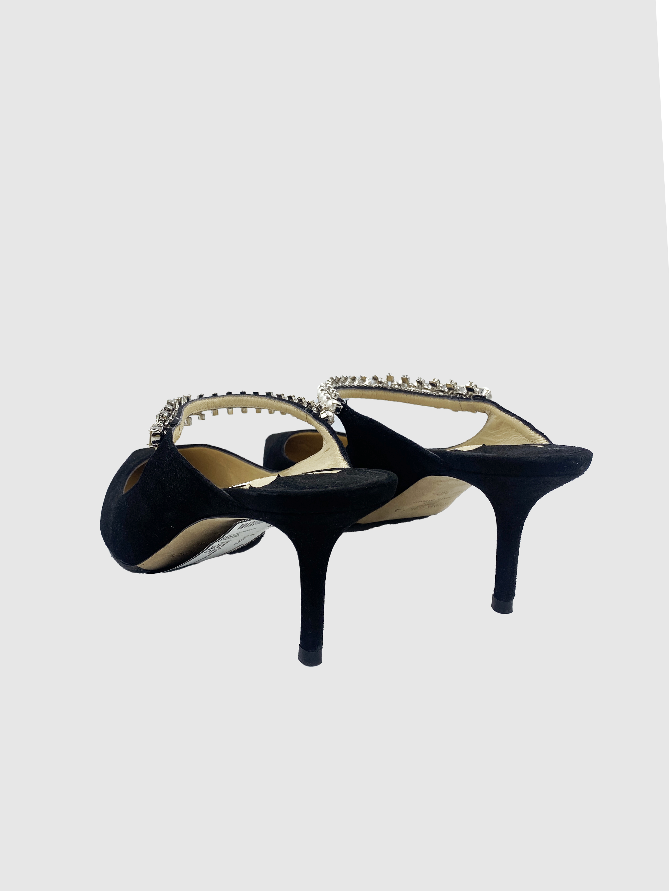 Jimmy Choo Black Suede Pearl Mule - Size 39.5