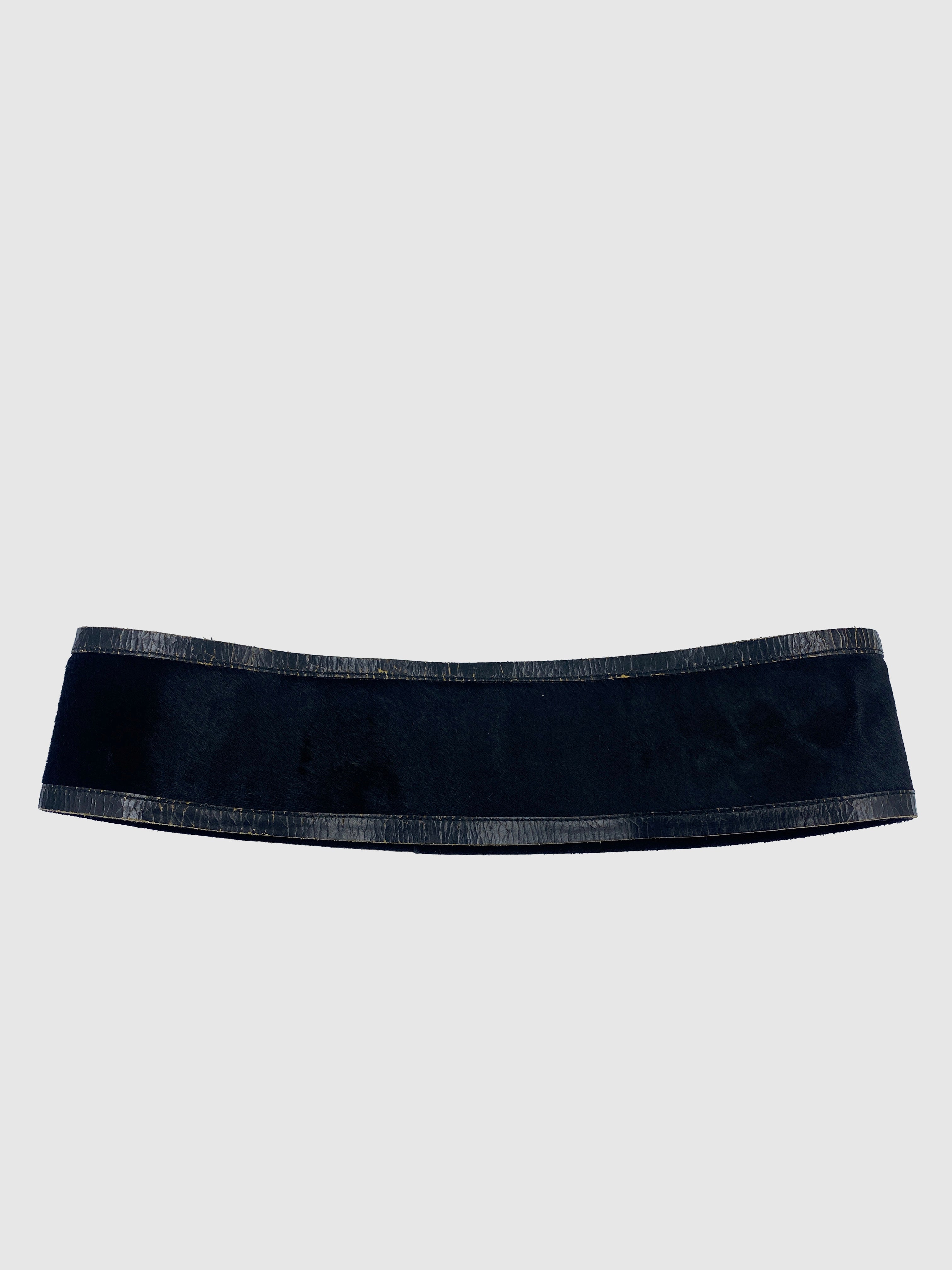 Wide Double Buckle Leather Belt
