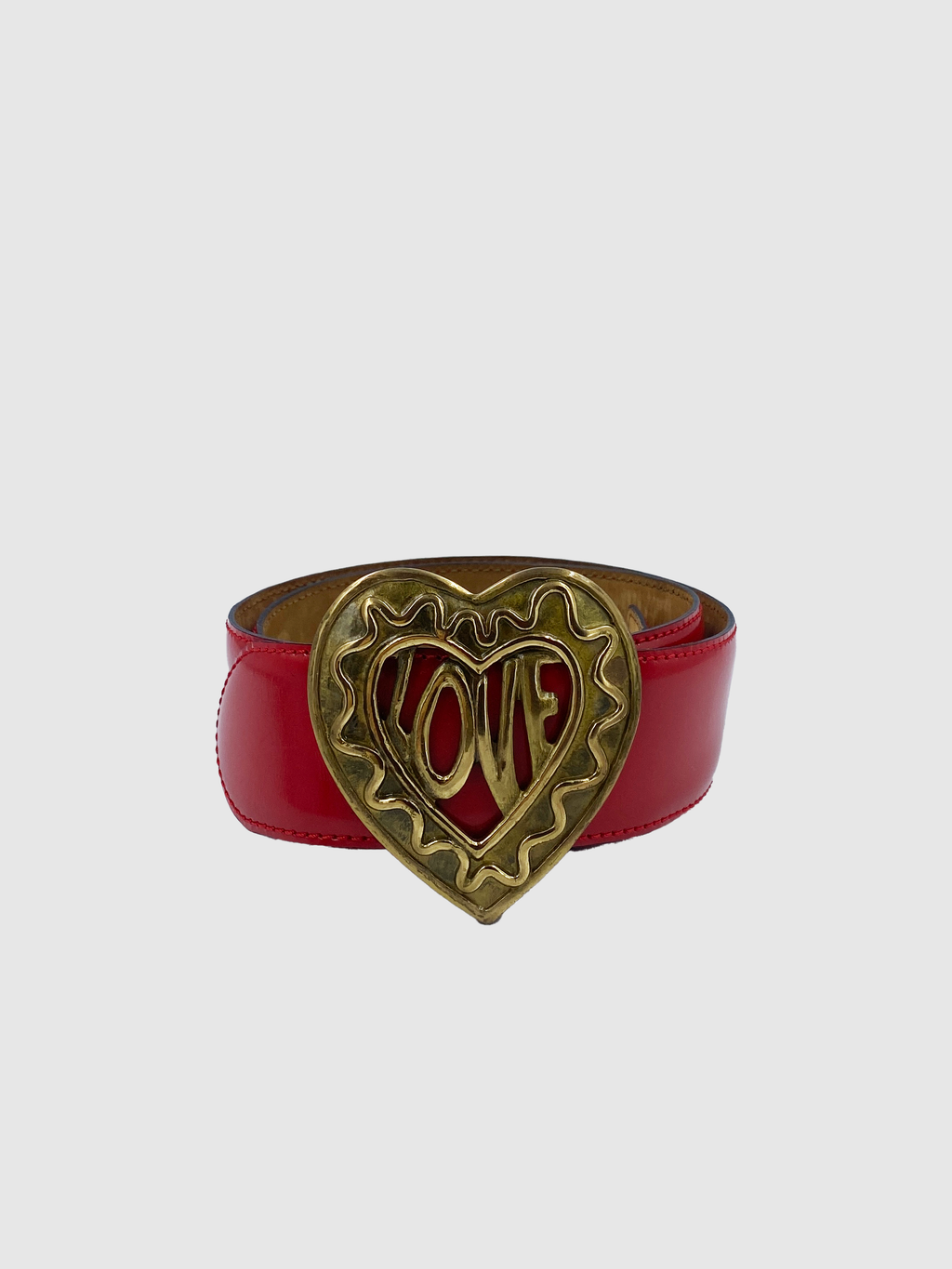 Heart "LOVE" Buckle Leather Belt - Size 44