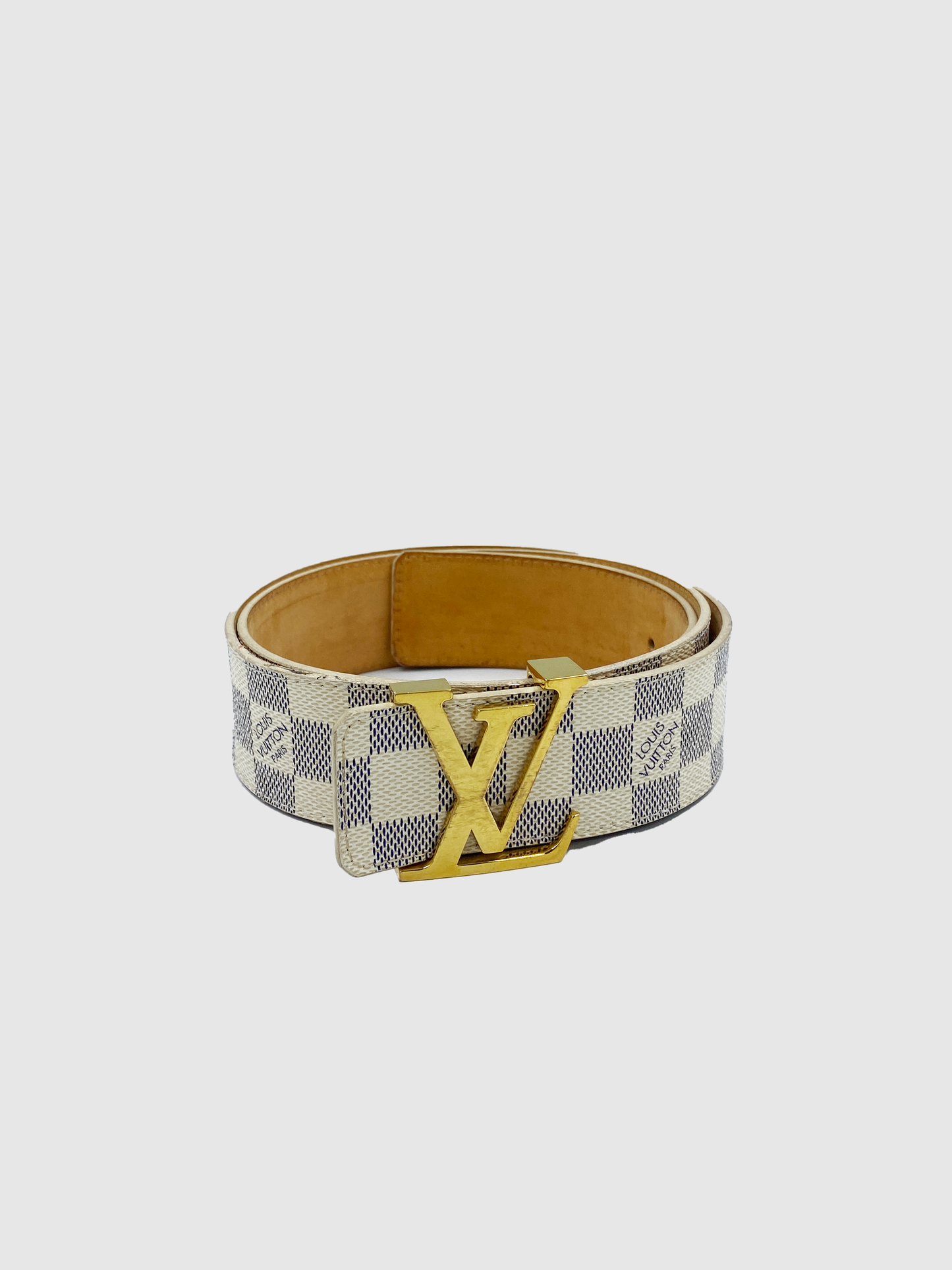 Damier Logo Leather Belt