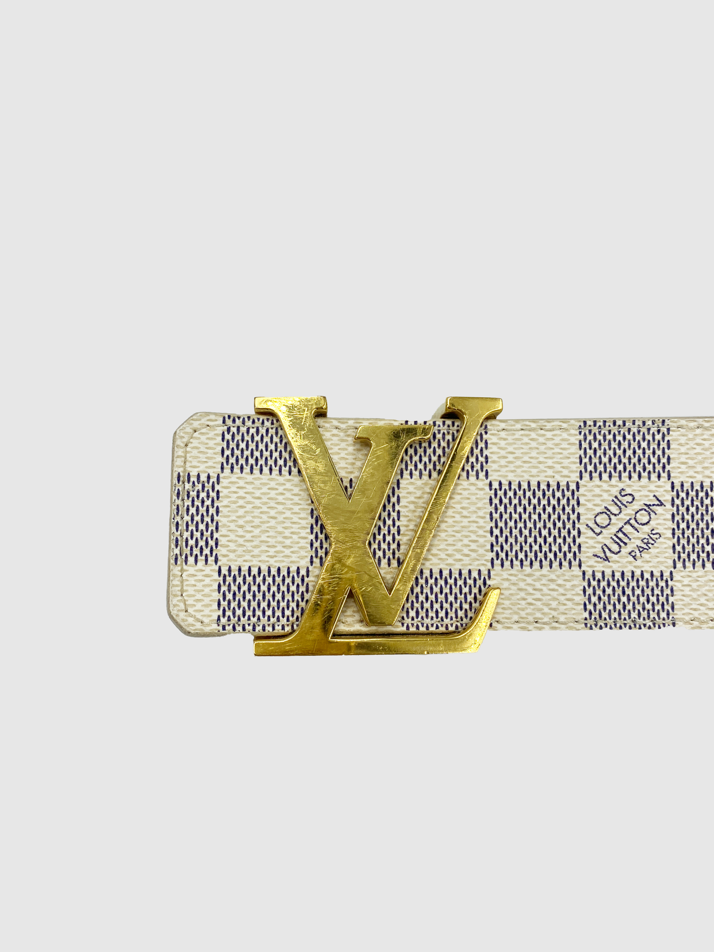 Damier Logo Leather Belt