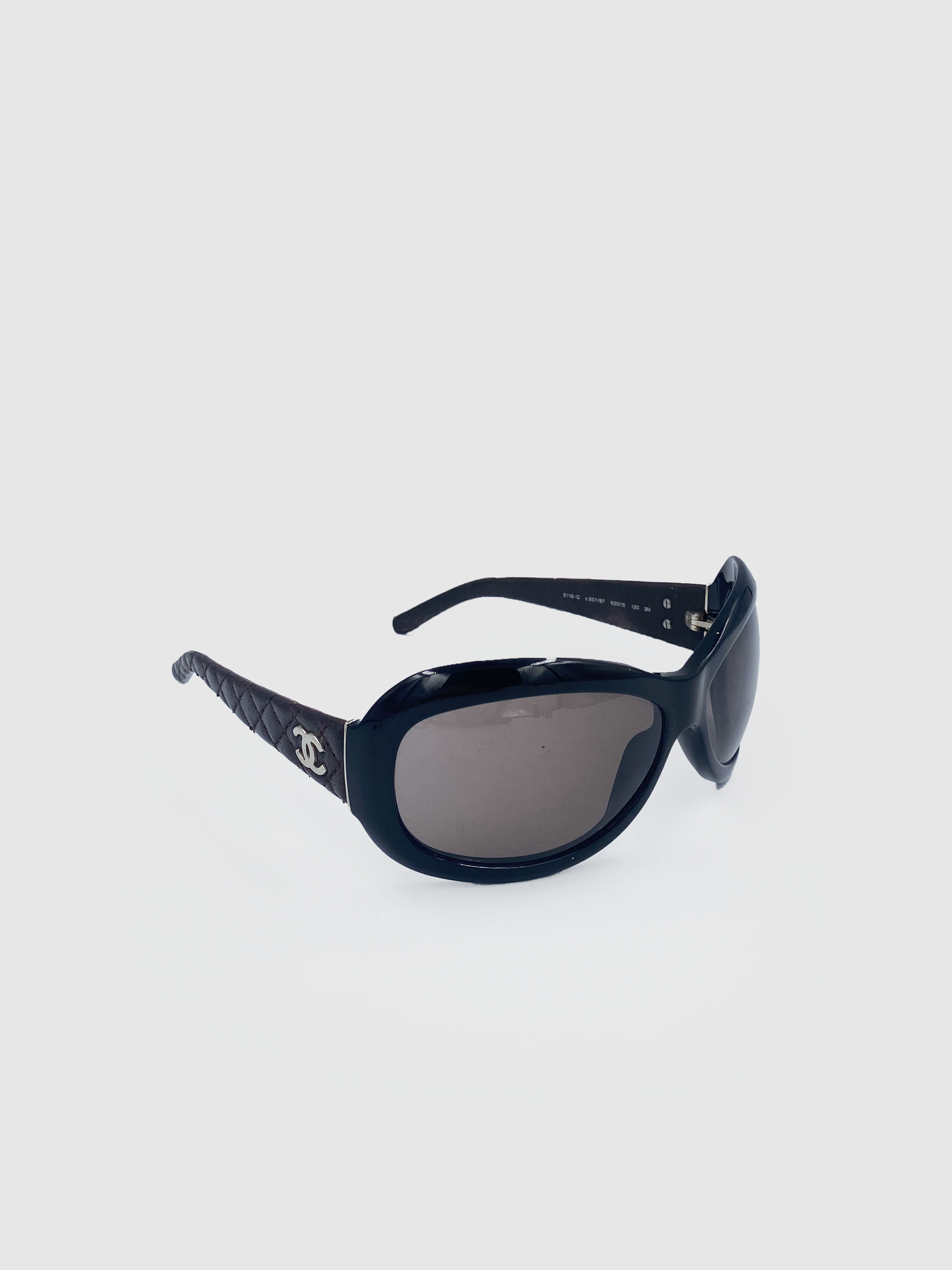 Quilted Leather Oversized Sunglasses