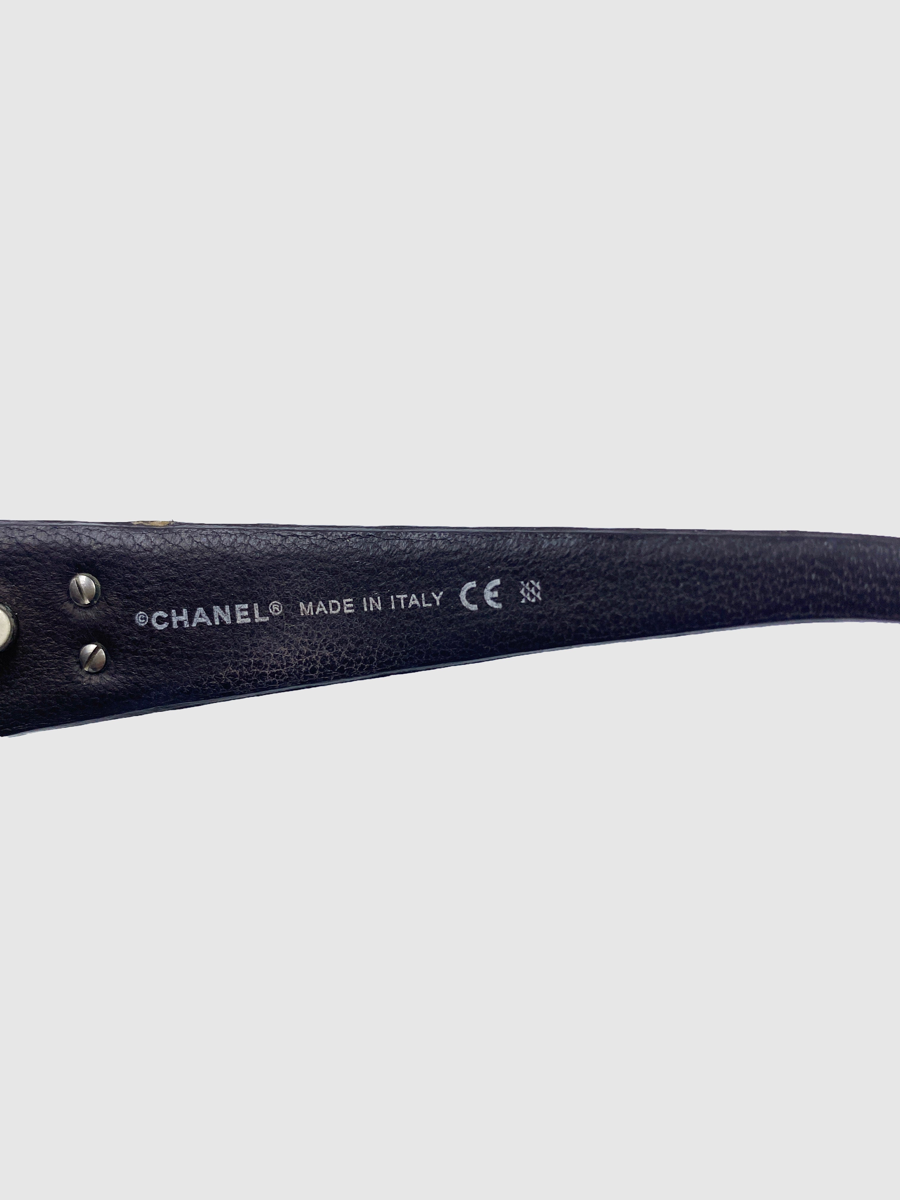 Quilted Leather Oversized Sunglasses