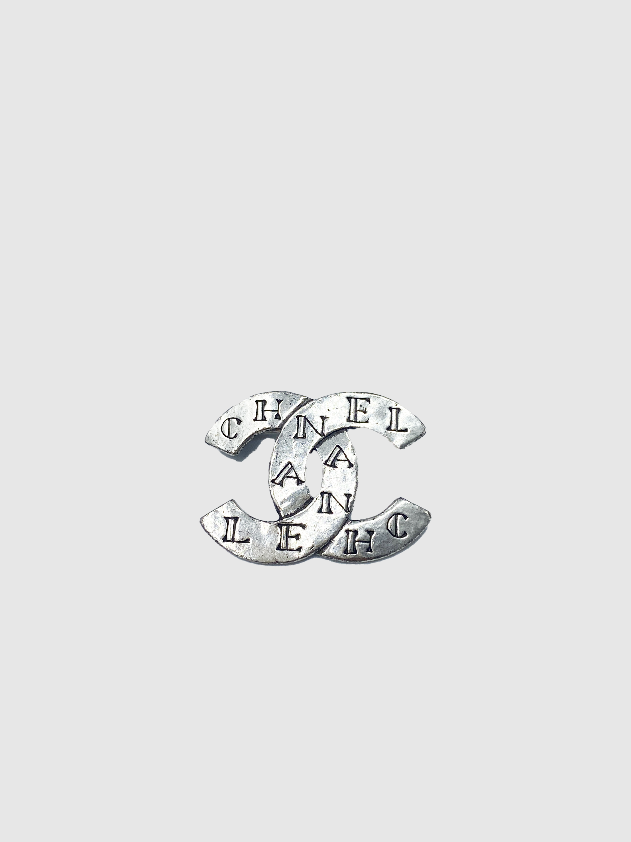 Silver-Tone Interlocking Logo with Letter Earring & Brooch Set