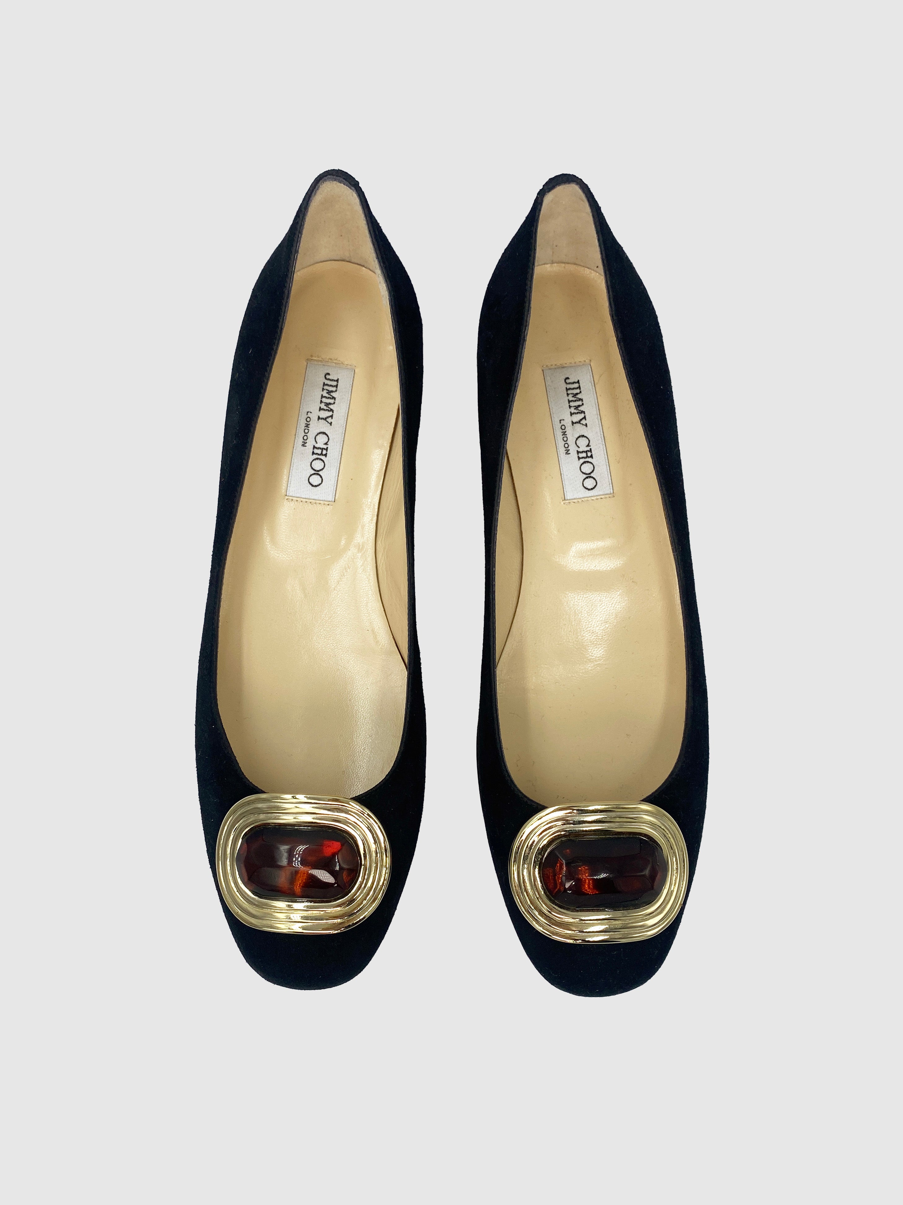 Jimmy Choo Black Suede Ballerina Flat - Size 40