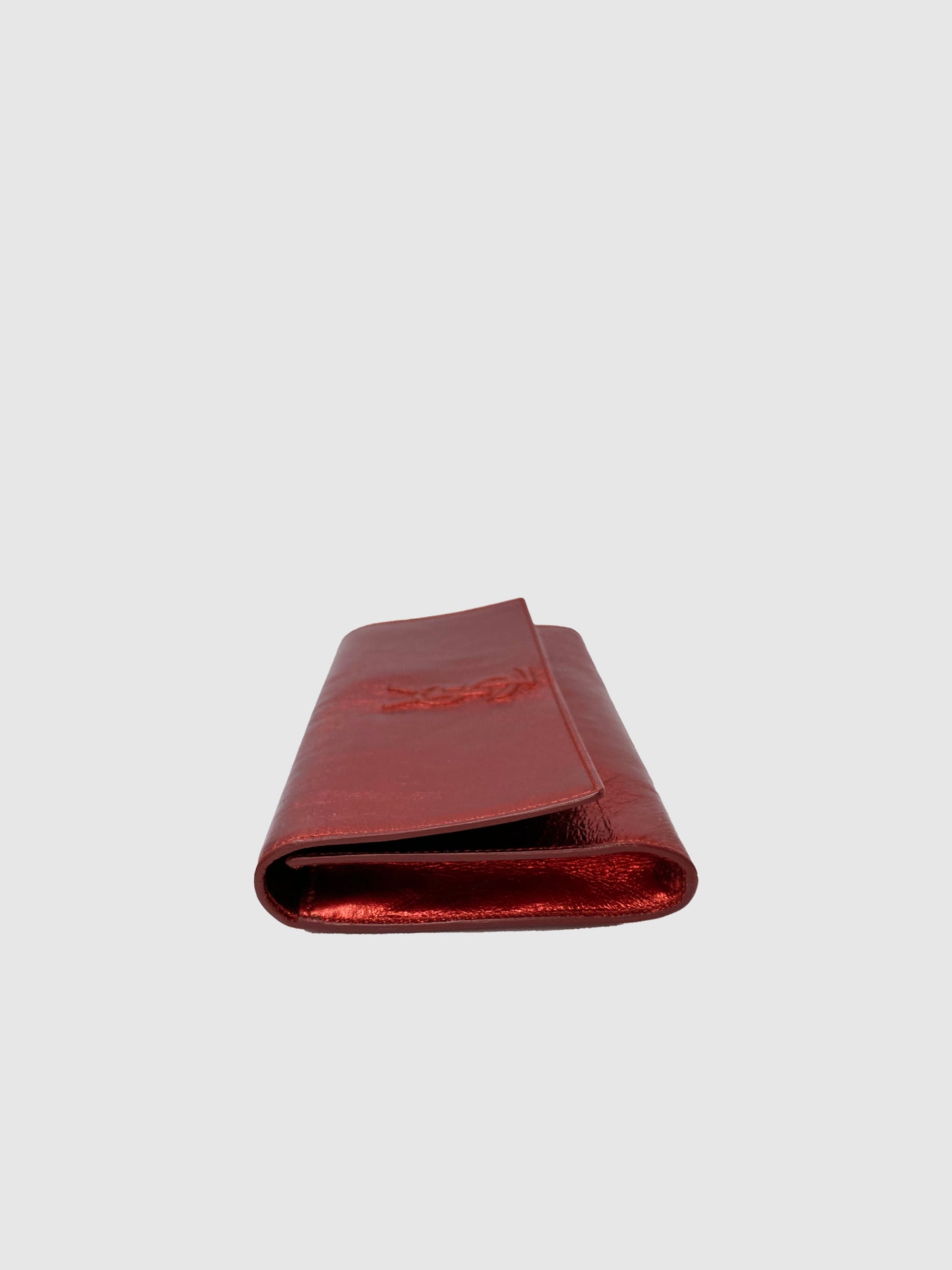 YSL Metallic Red  Belle du Jour Leather Clutch