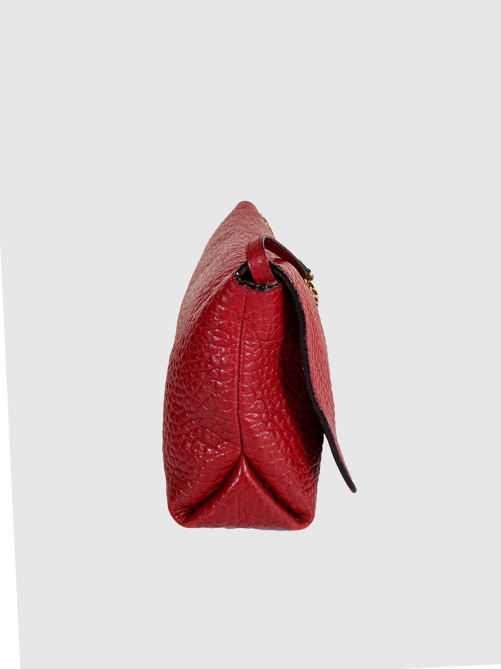 Burberry Red Pebbled Leather Shoulder Bag