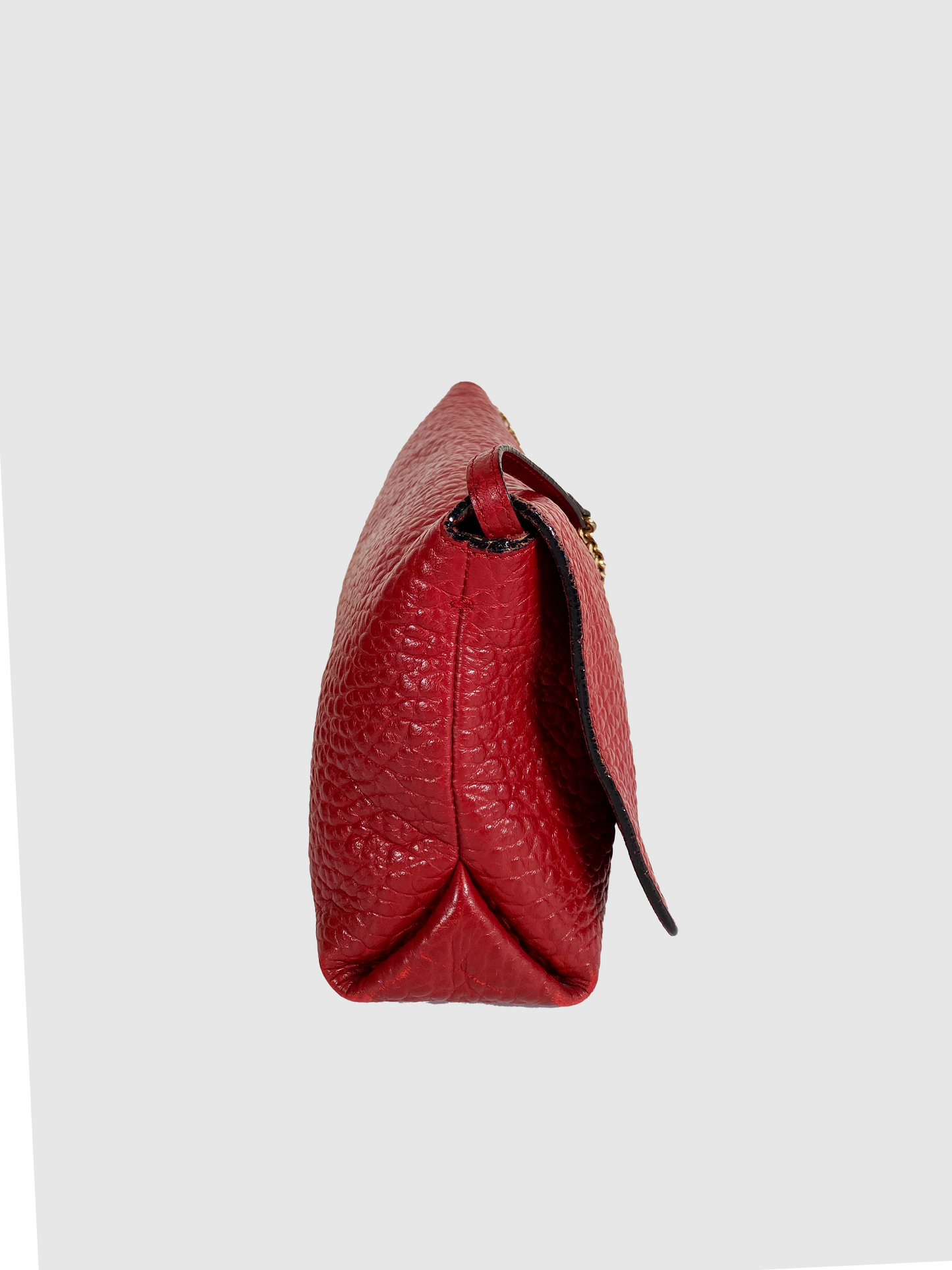 Burberry Red Pebbled Leather Shoulder Bag