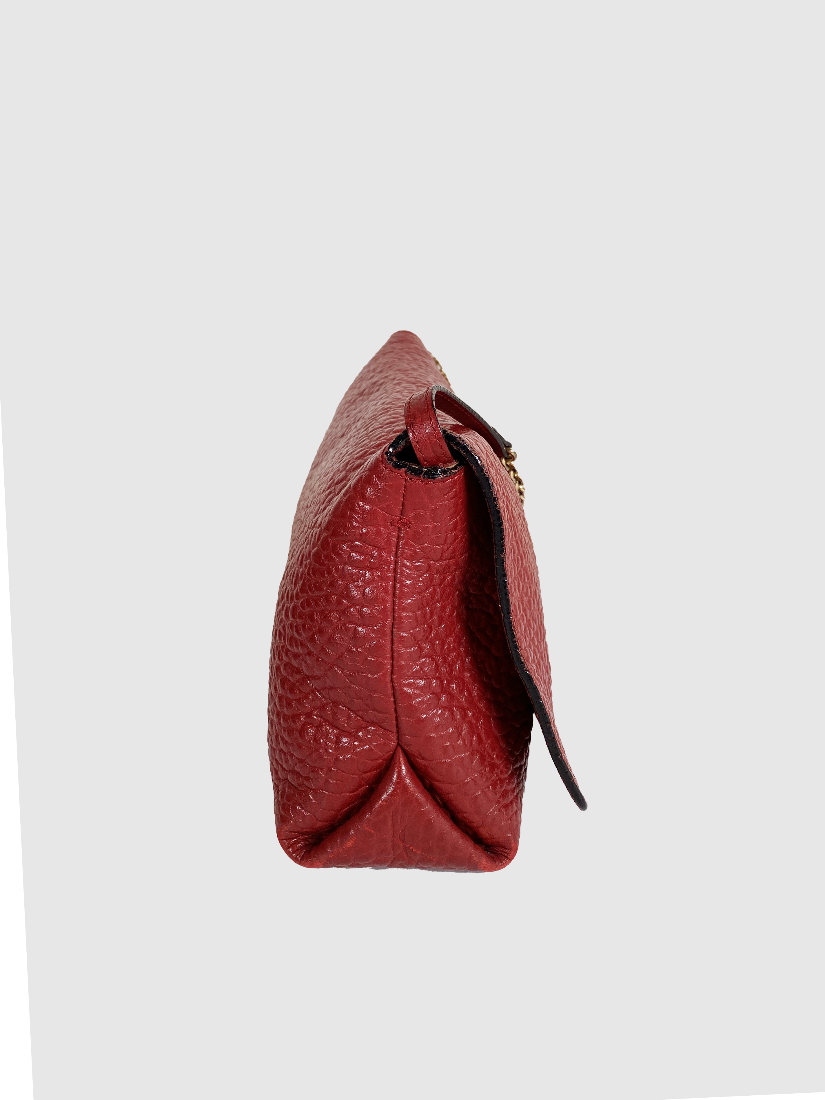 Burberry Red Pebbled Leather Shoulder Bag