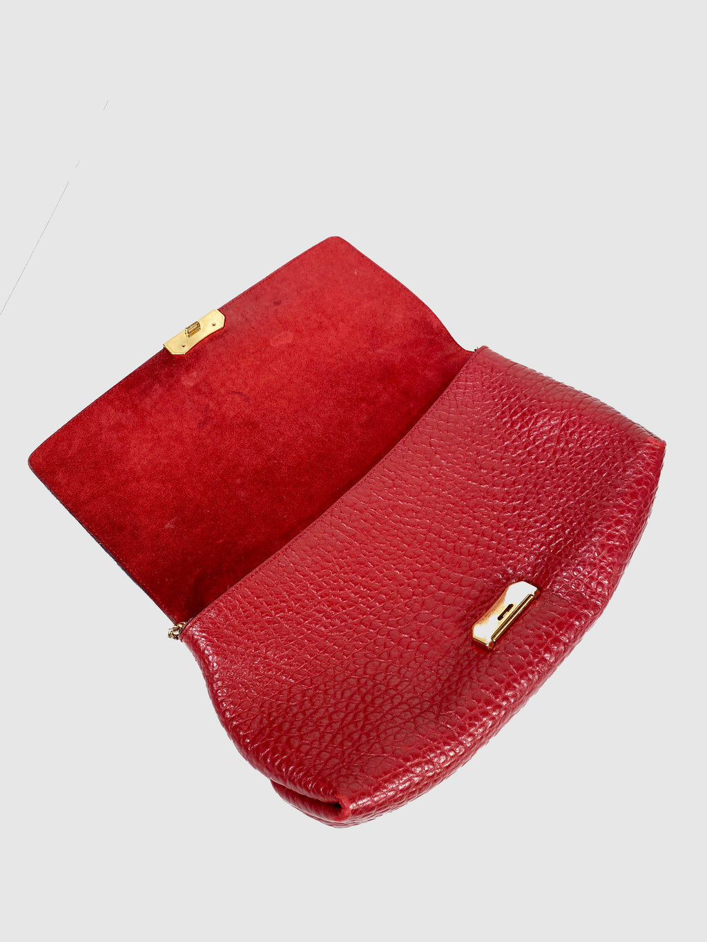 Burberry Red Pebbled Leather Shoulder Bag