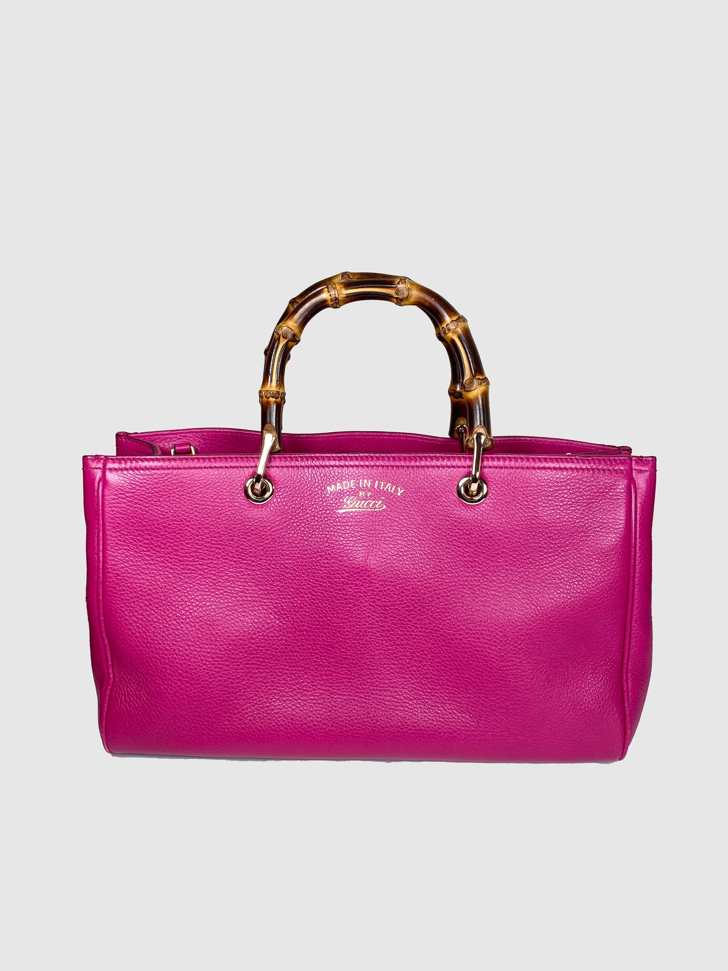 Gucci Fuchsia Bamboo Pink Leather Handbag