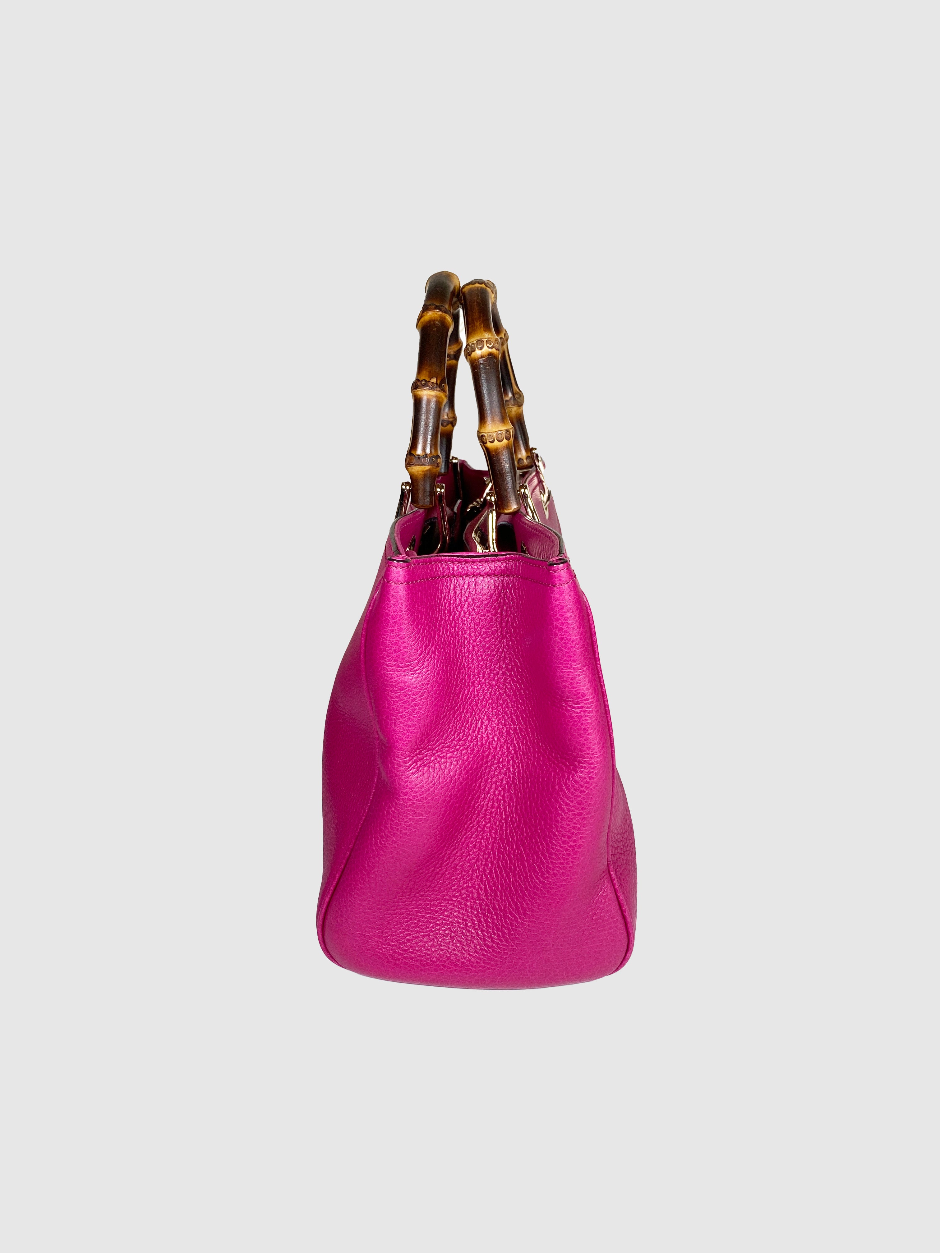 Fuchsia Bamboo Leather Handbag