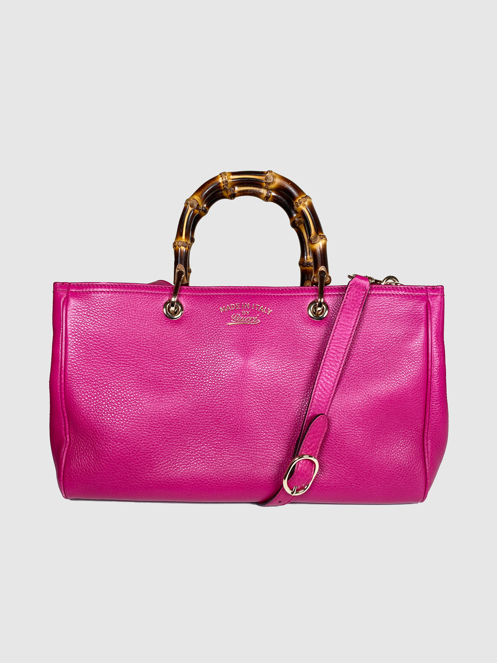 Fuchsia Bamboo Leather Handbag