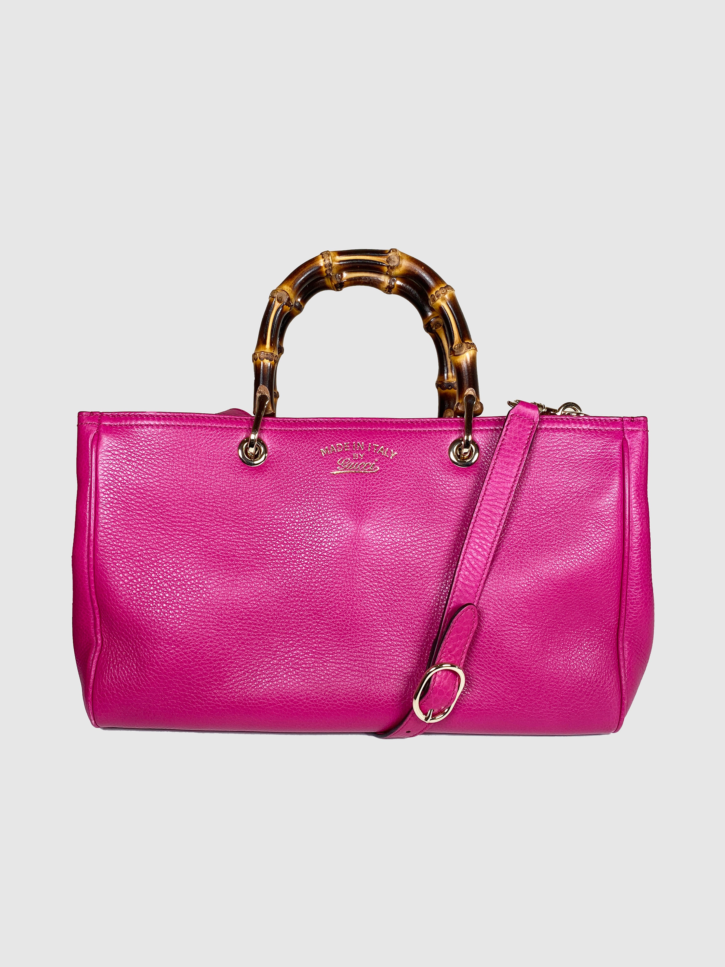 Fuchsia Bamboo Leather Handbag