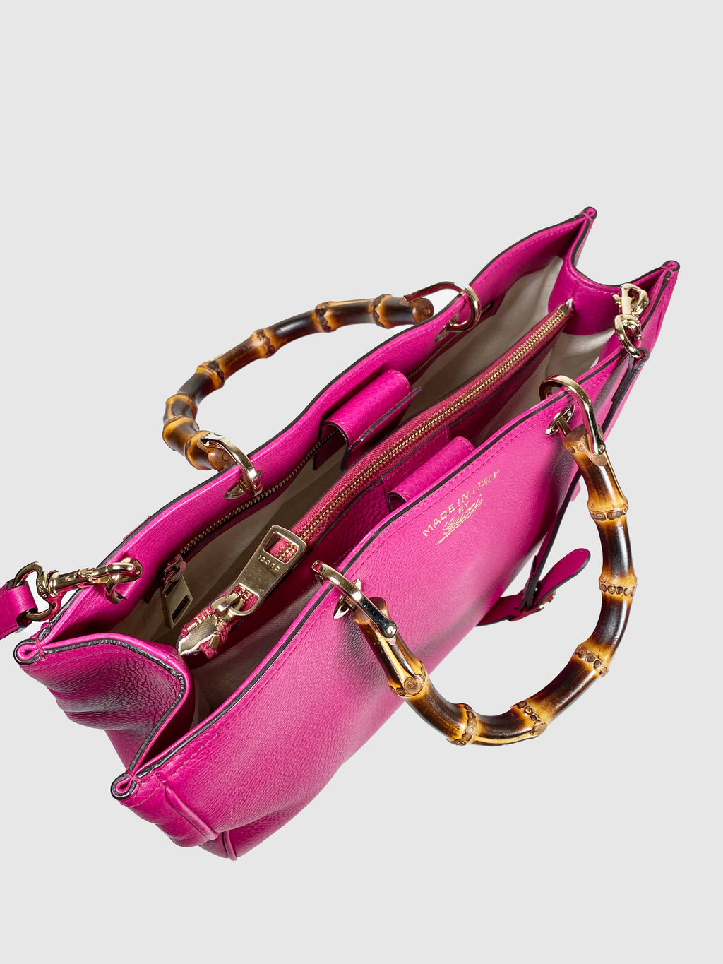 Fuchsia Bamboo Leather Handbag