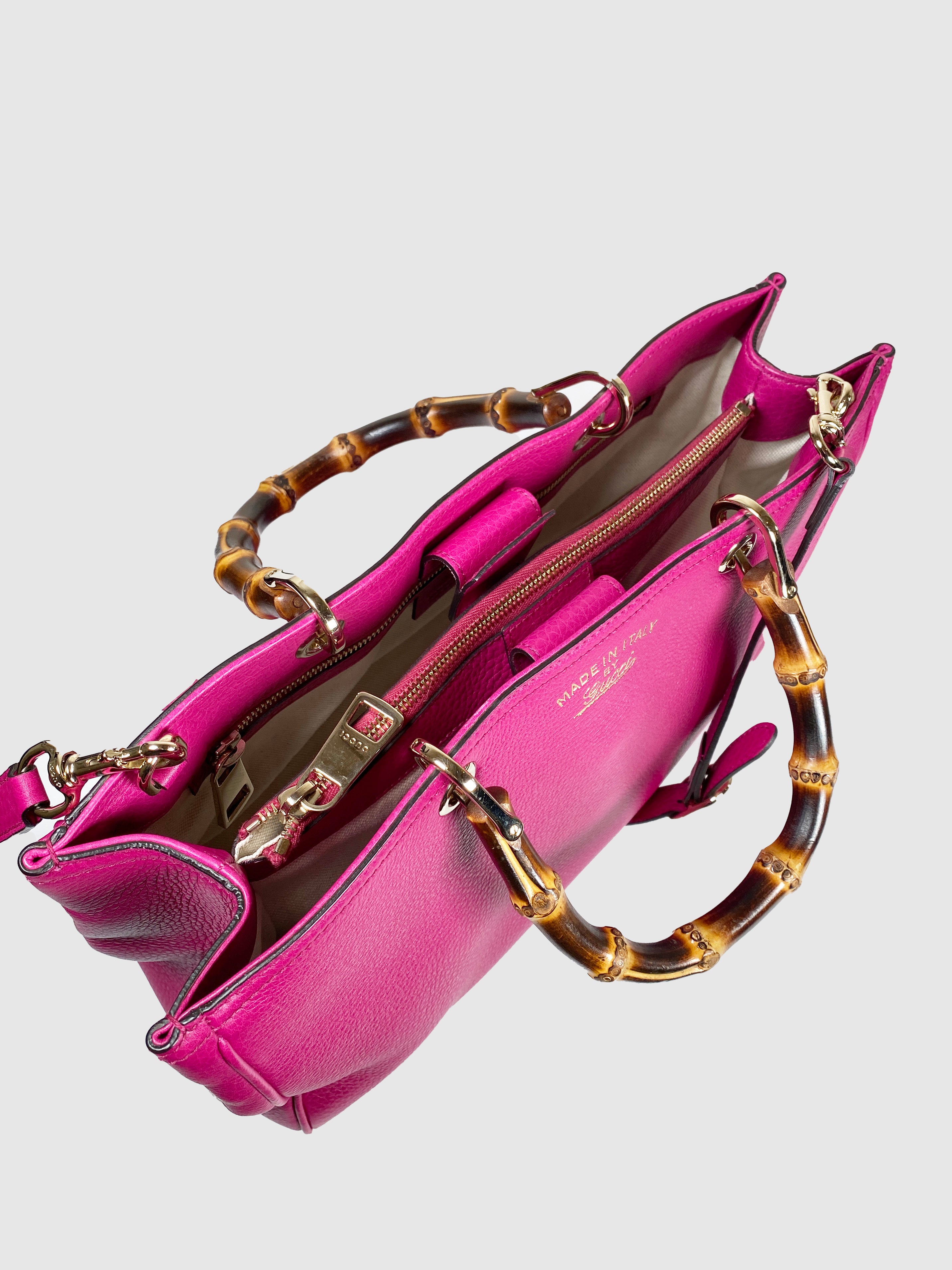 Fuchsia Bamboo Leather Handbag