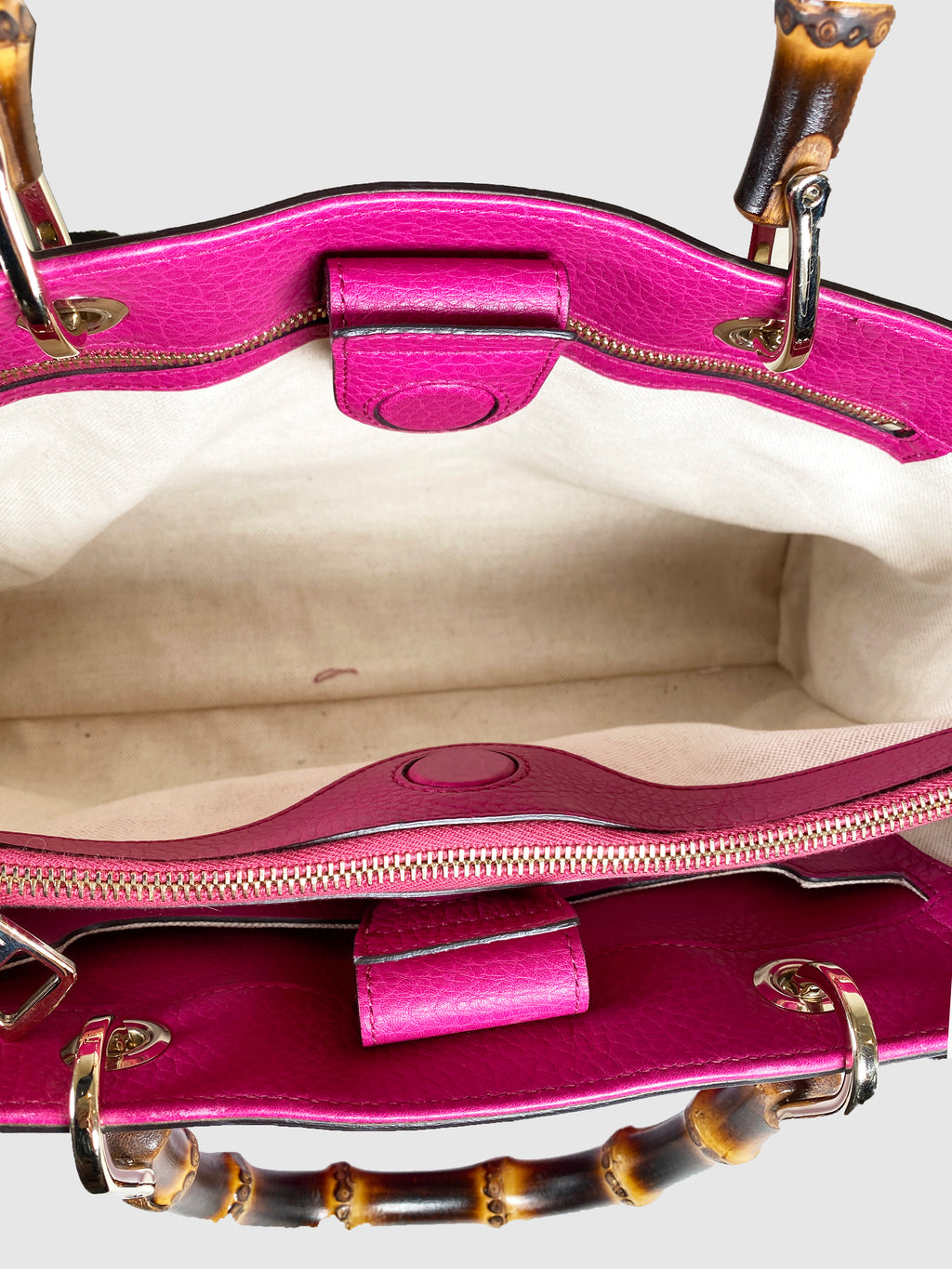 Fuchsia Bamboo Leather Handbag