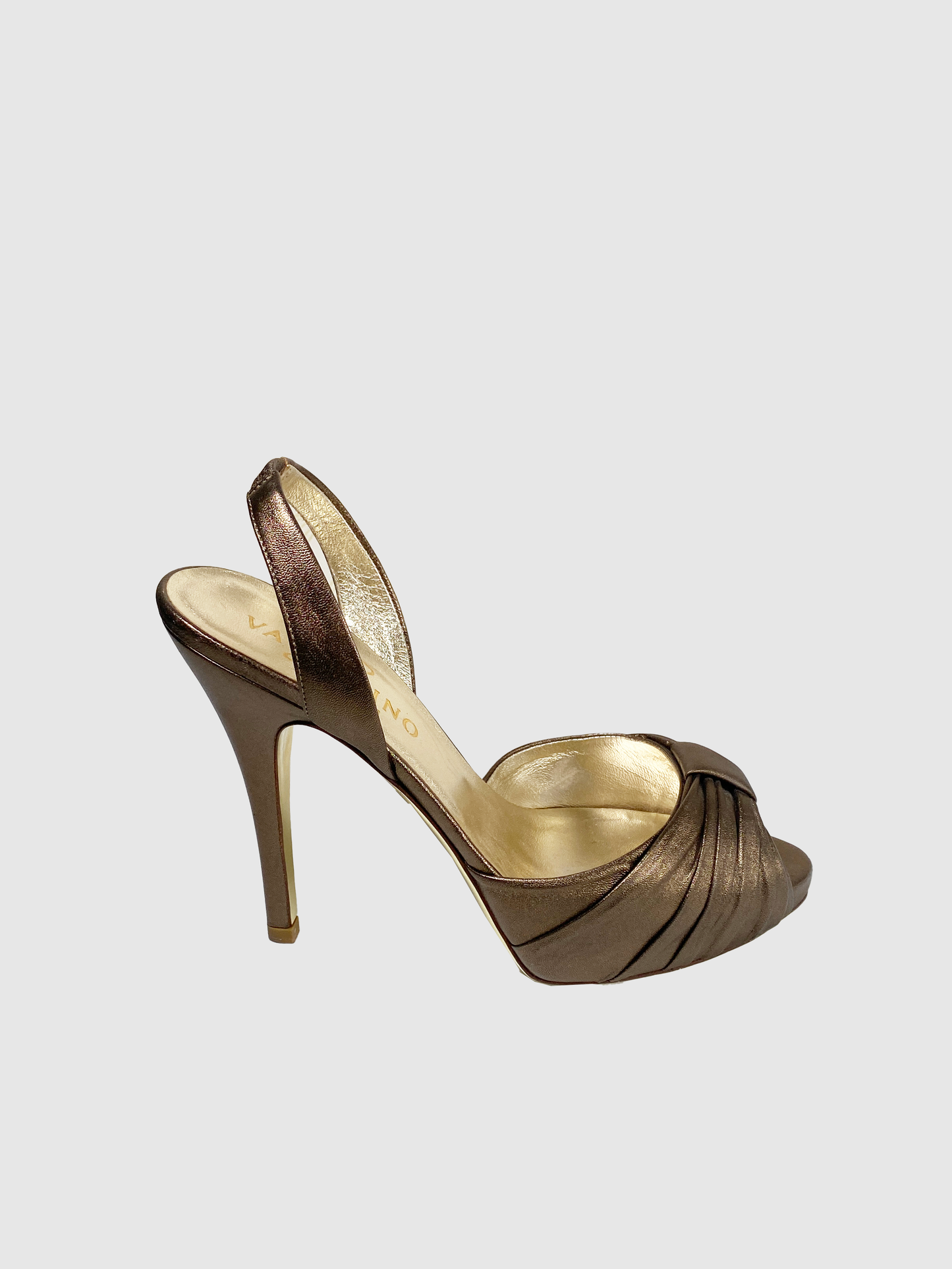 Valentino Metallic Gold Peep Toe Heel - Size 37.5