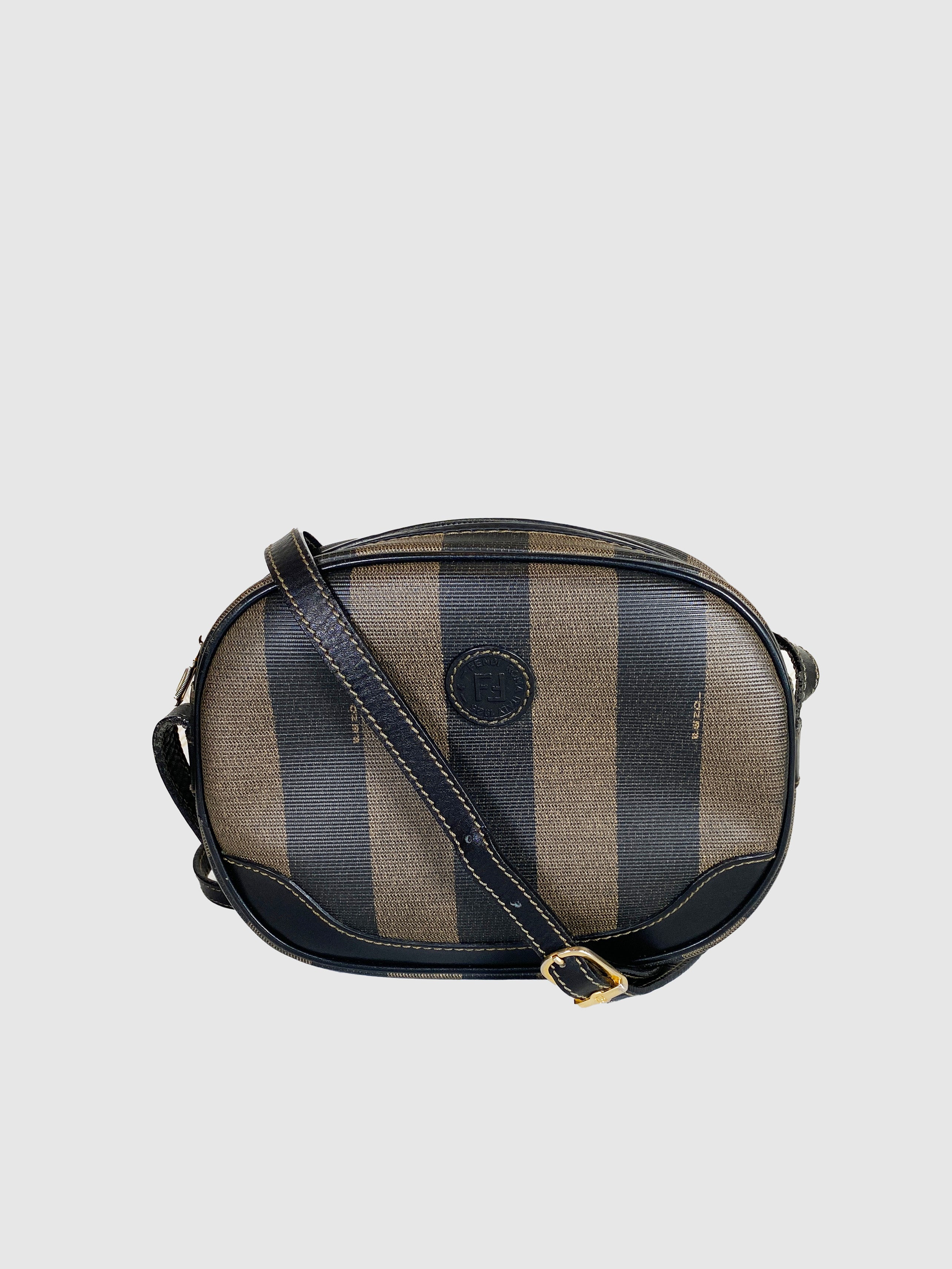 Fendi Pequin Stripe Coated Canvas Small Crossbody Bag