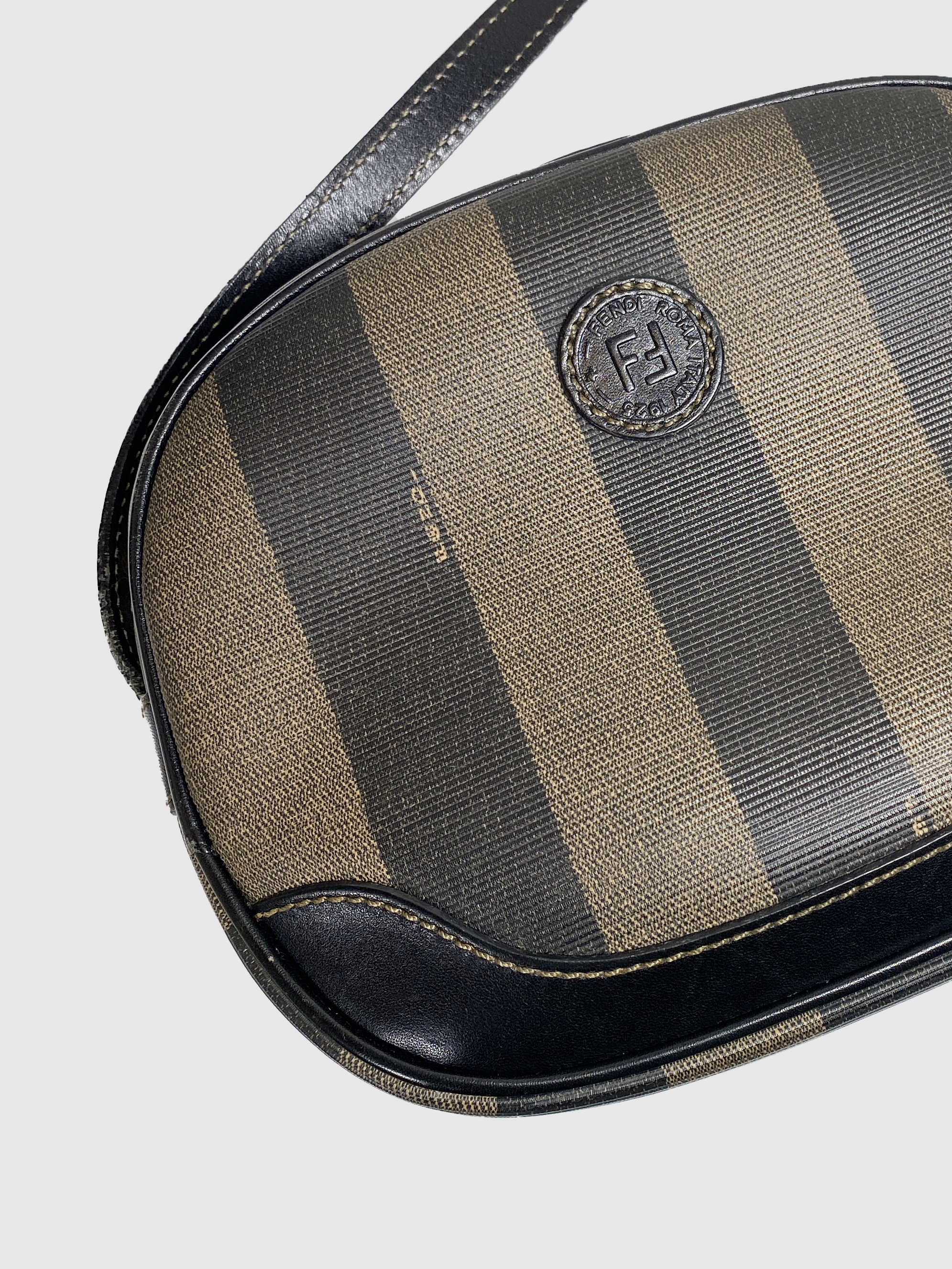 Fendi Pequin Stripe Coated Canvas Small Crossbody Bag