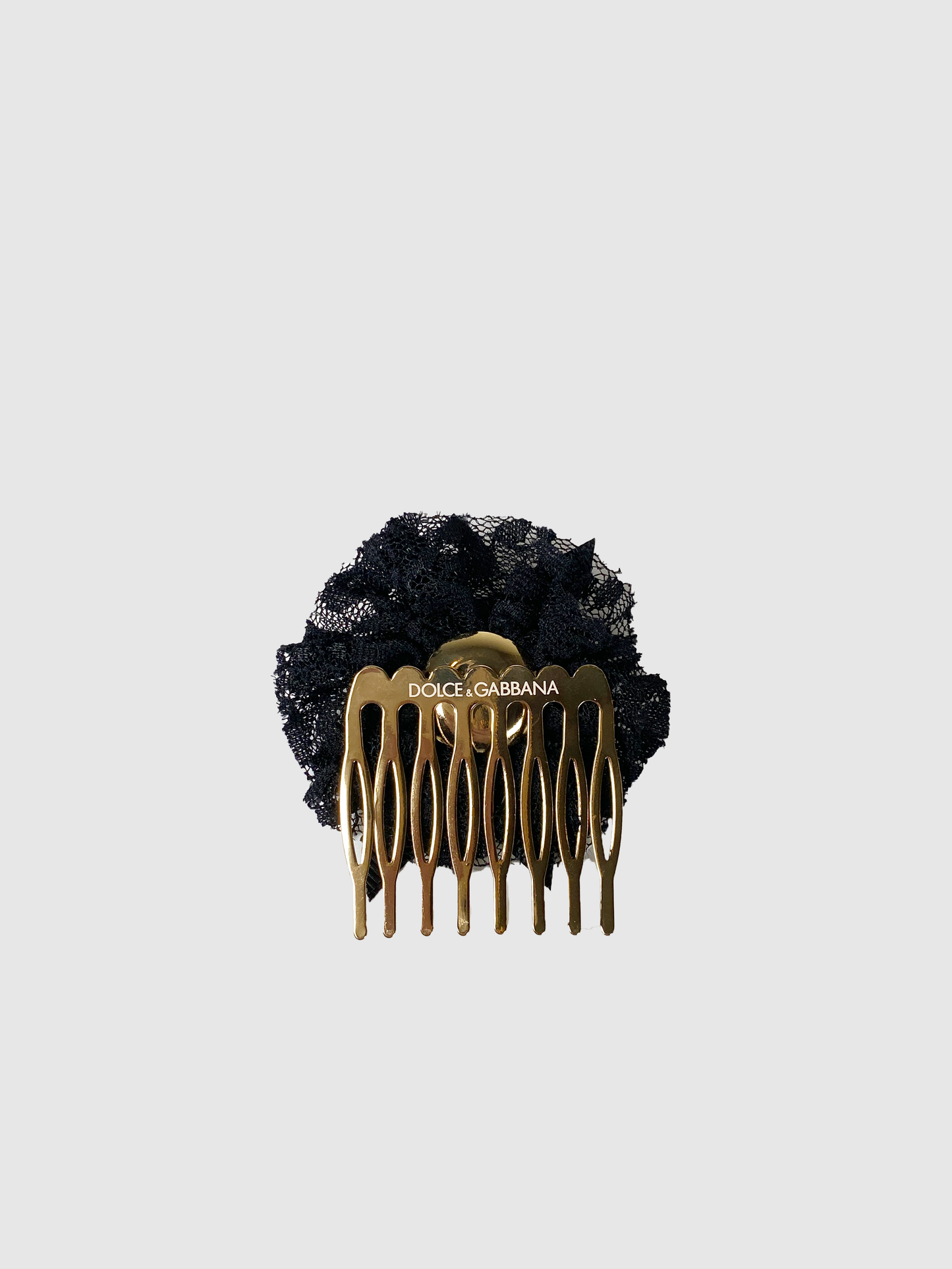 Dolce & Gabbana Hair Comb w/ Black Lace Flower Accent