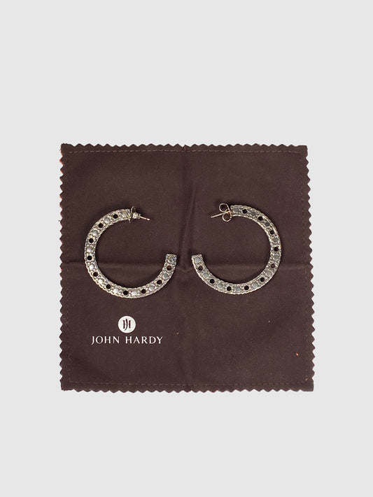 John Hardy Silver Dot Hoop Earrings