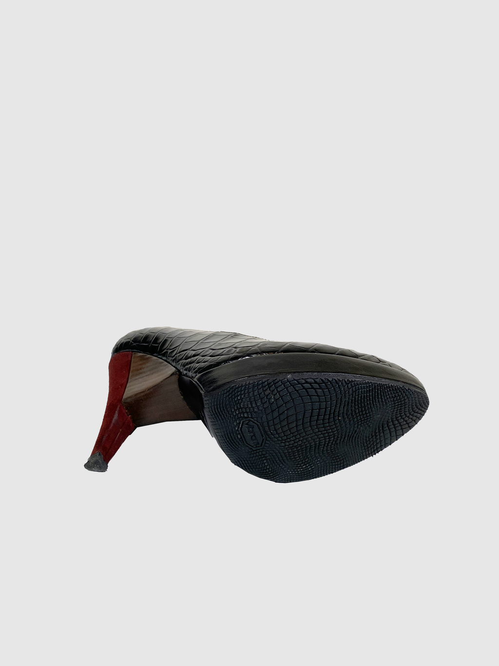 Croc Embossed Leather Platform Pumps - Size 39