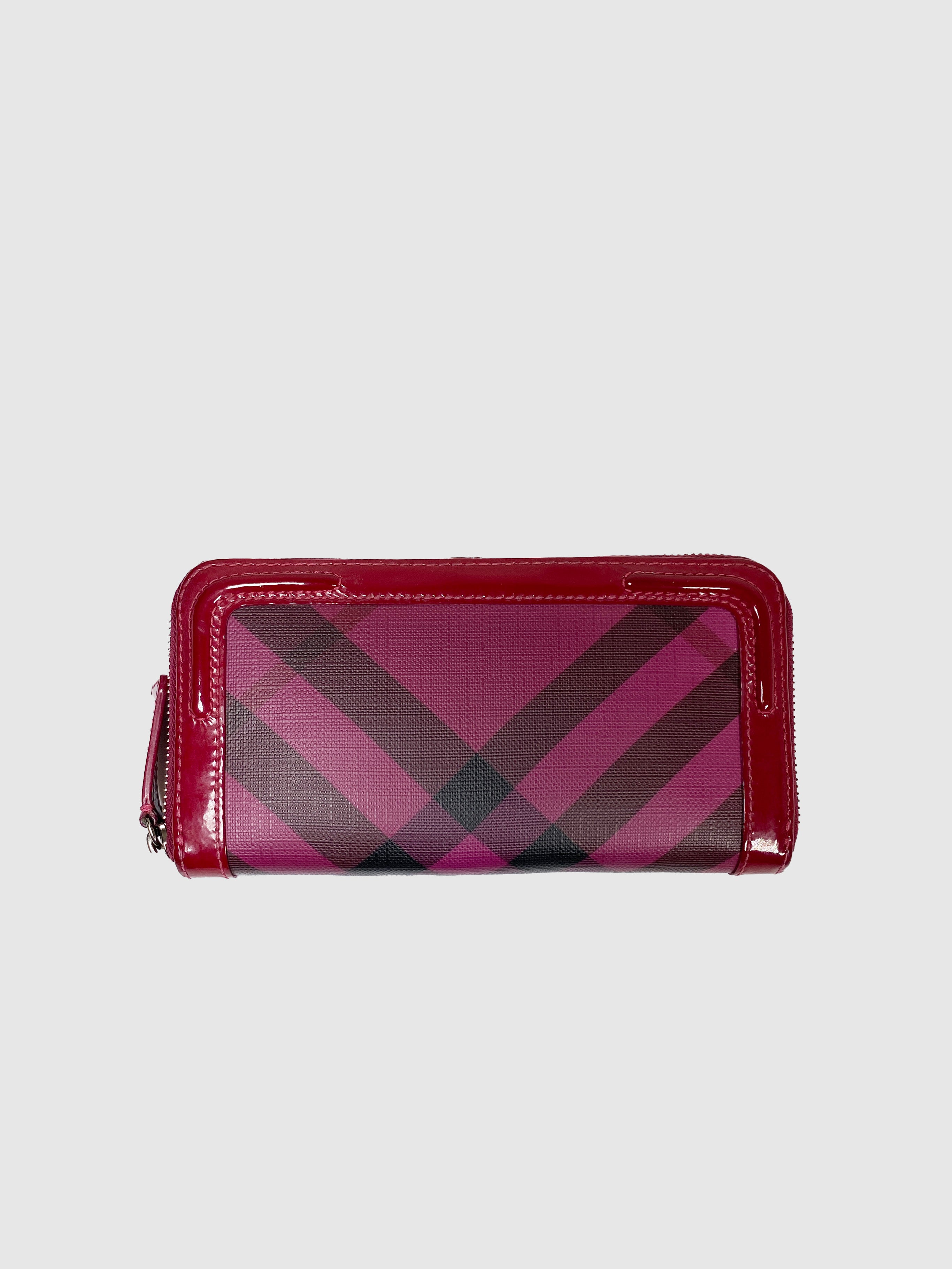 Burgundy Nova Check Patent Wallet