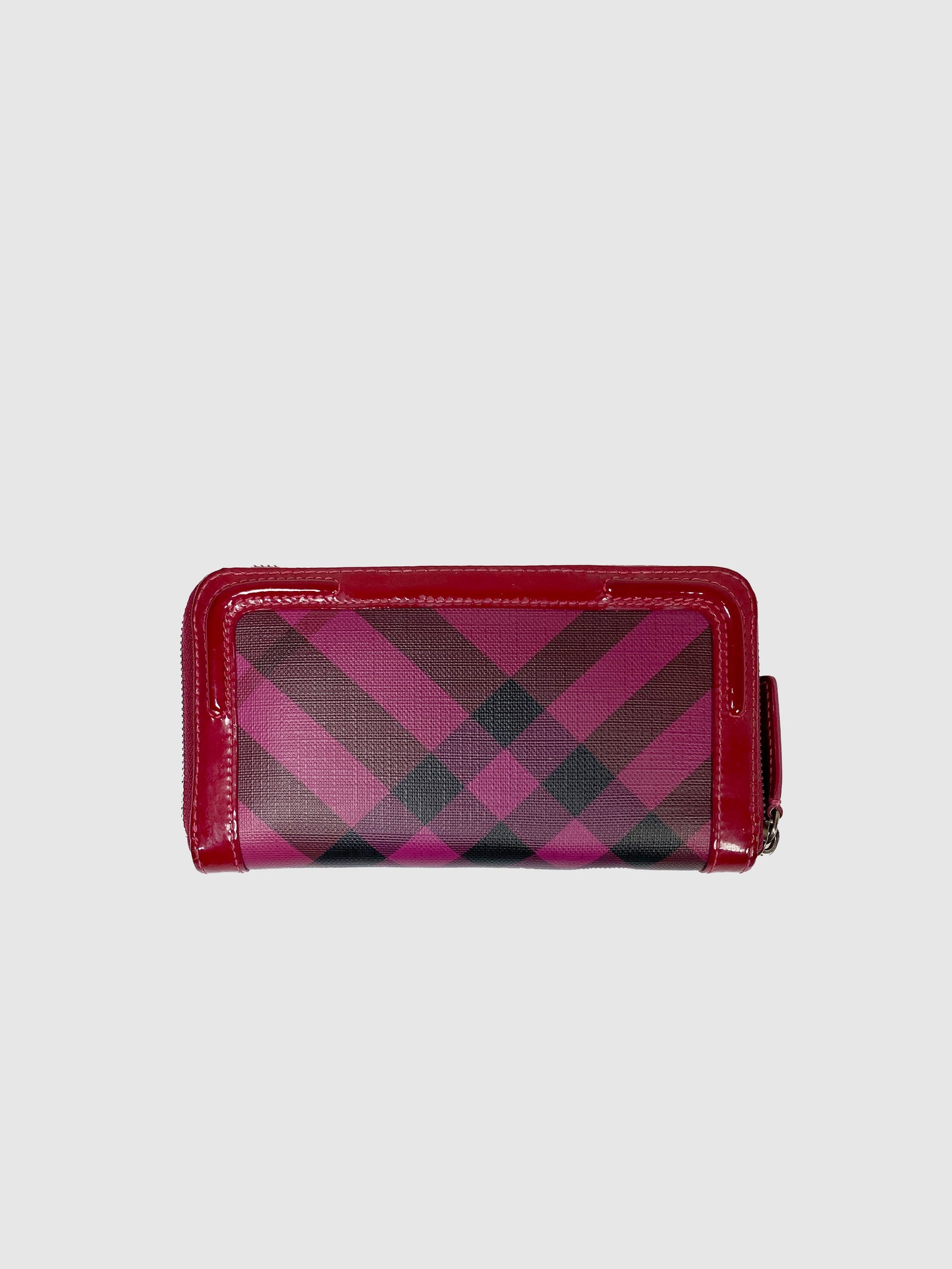 Burgundy Nova Check Patent Wallet