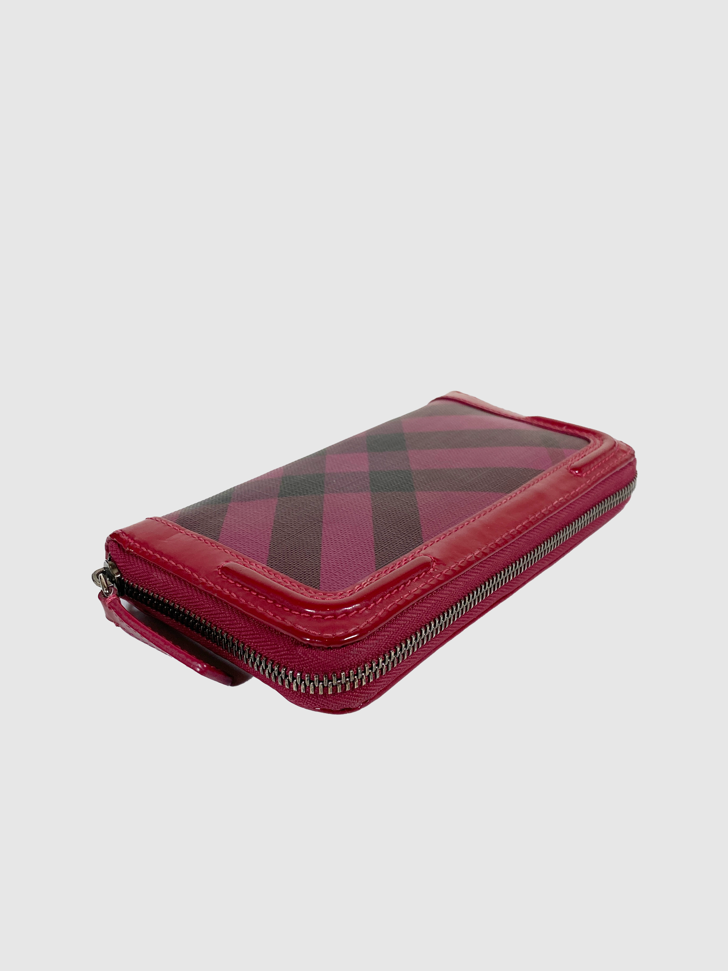 Burgundy Nova Check Patent Wallet