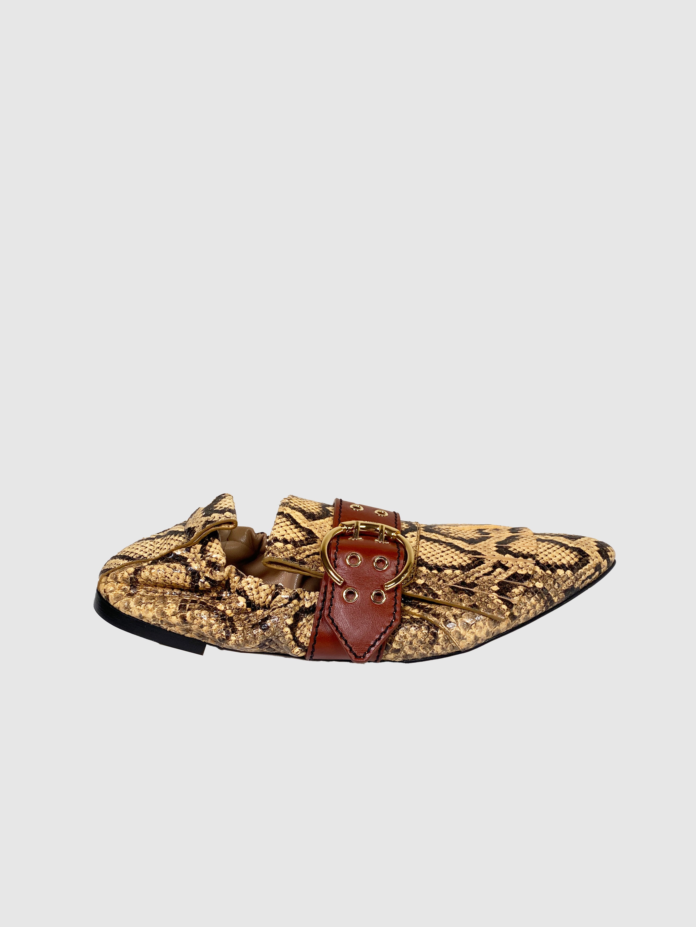 Chloe Roy Snake-Effect Leather Loafers - Size 39