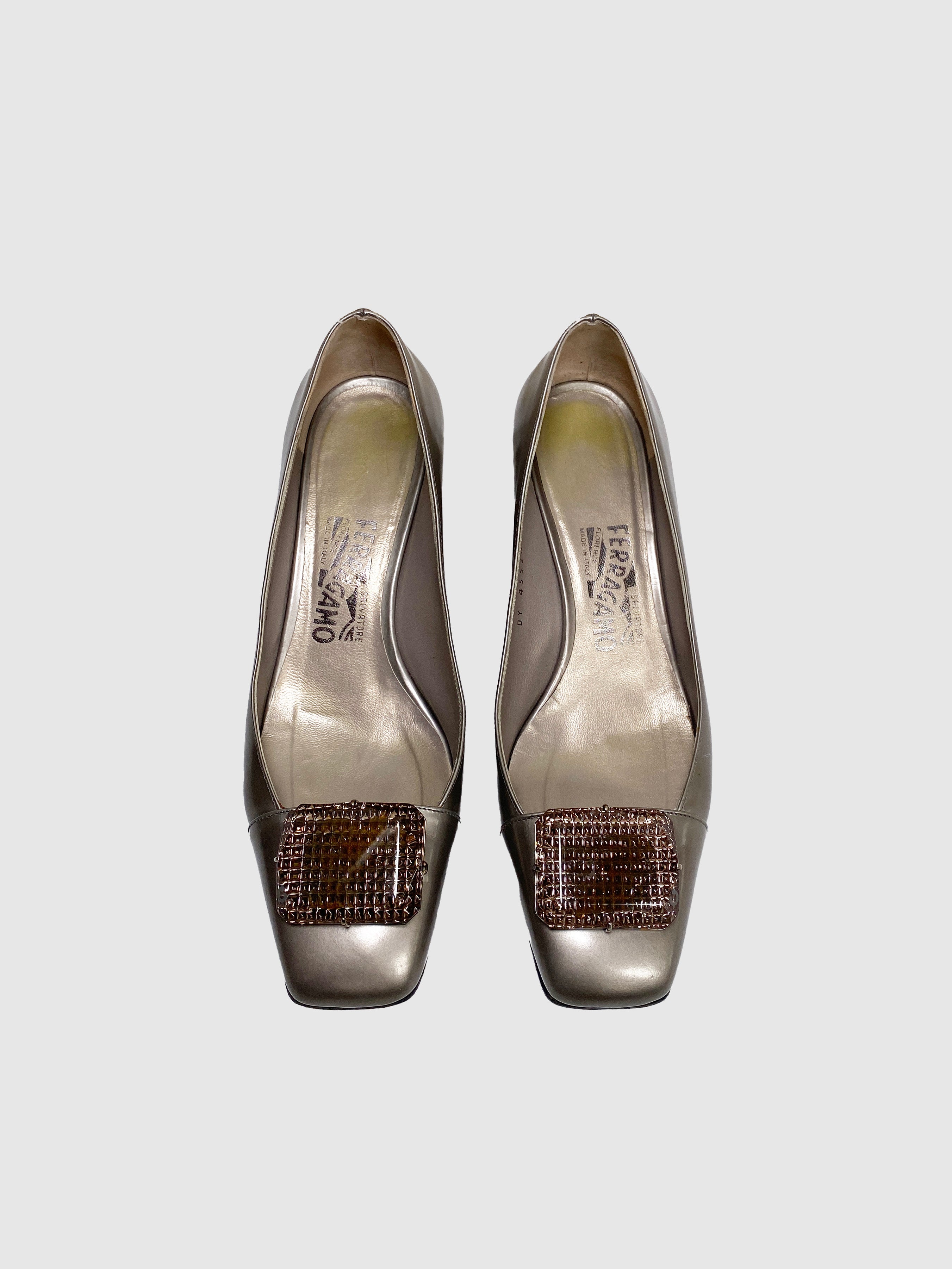 Megan Metallic Leather Pumps - Size 8